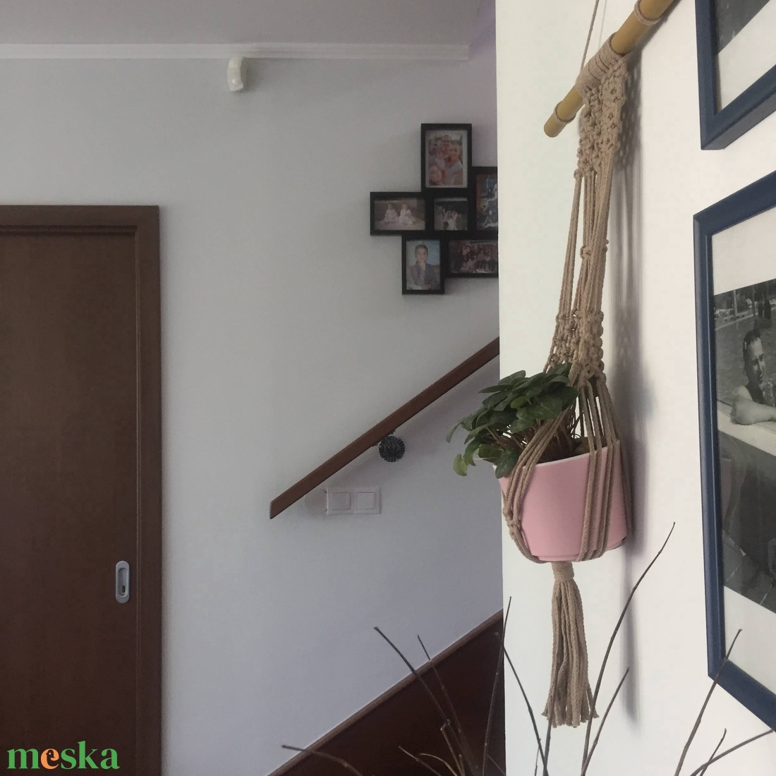 Virágtartó, makramé, cappucino barna - otthon & életmód - dekoráció - virágdísz és tartó - virágtartó - Meska.hu