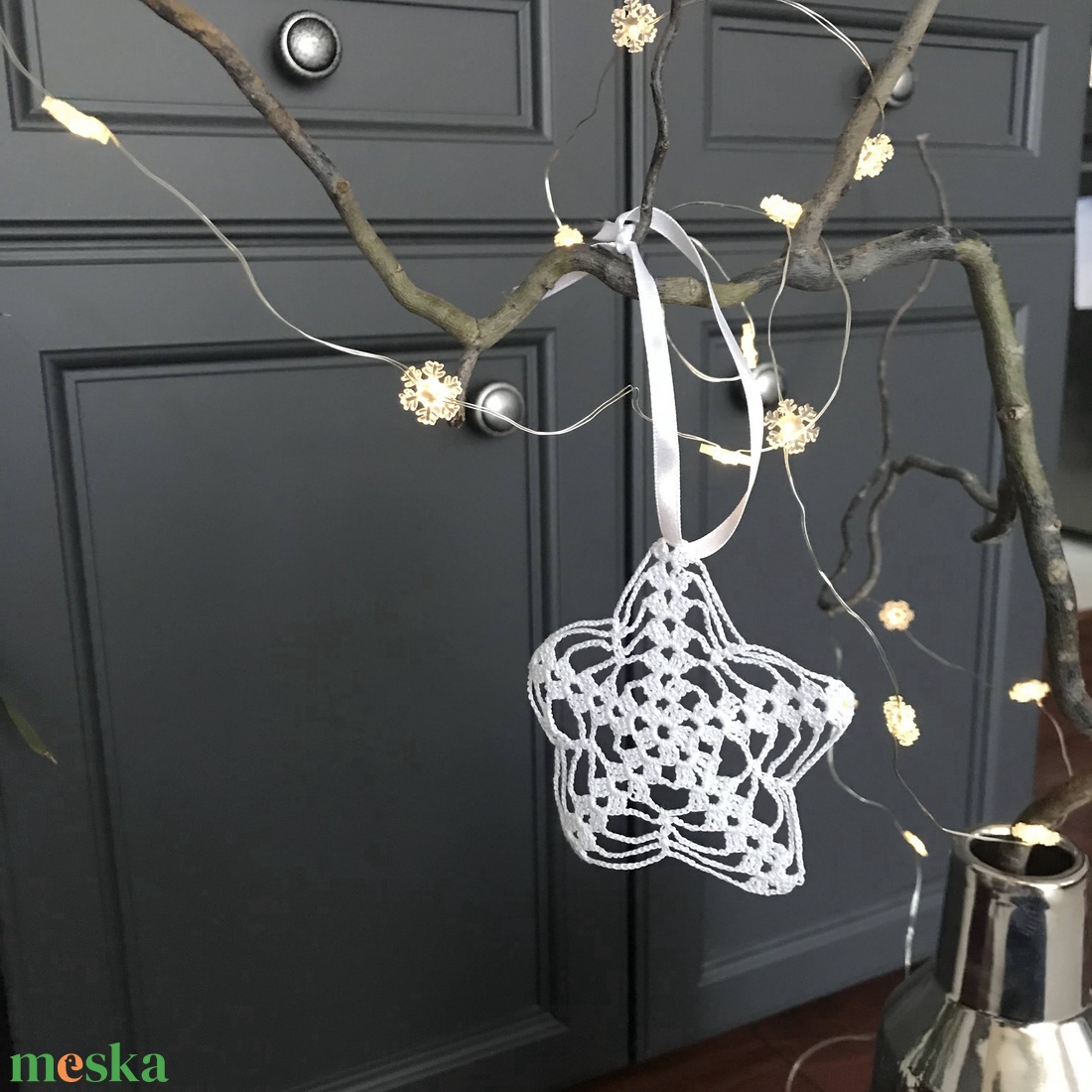  Karácsonyi dísz fehér csillag - karácsony - karácsonyi lakásdekoráció - karácsonyfadíszek - Meska.hu