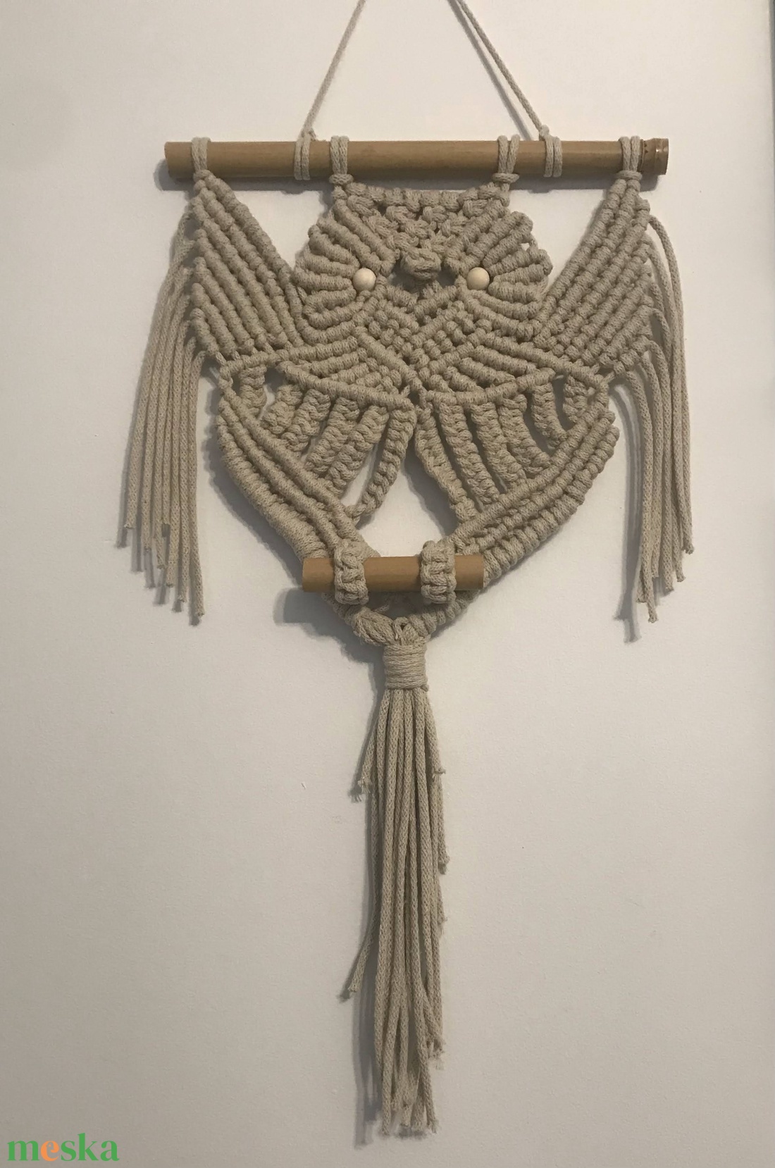 Falidísz, makramé, világosbarna - otthon & életmód - dekoráció - fali és függő dekoráció - falra akasztható dekor - Meska.hu
