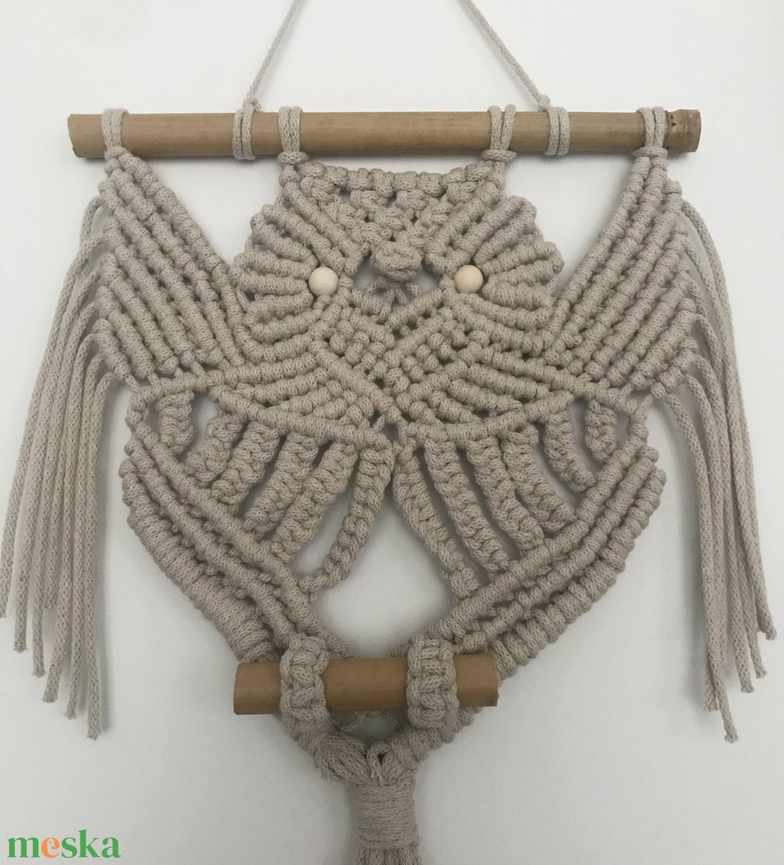 Falidísz, makramé, világosbarna - otthon & életmód - dekoráció - fali és függő dekoráció - falra akasztható dekor - Meska.hu