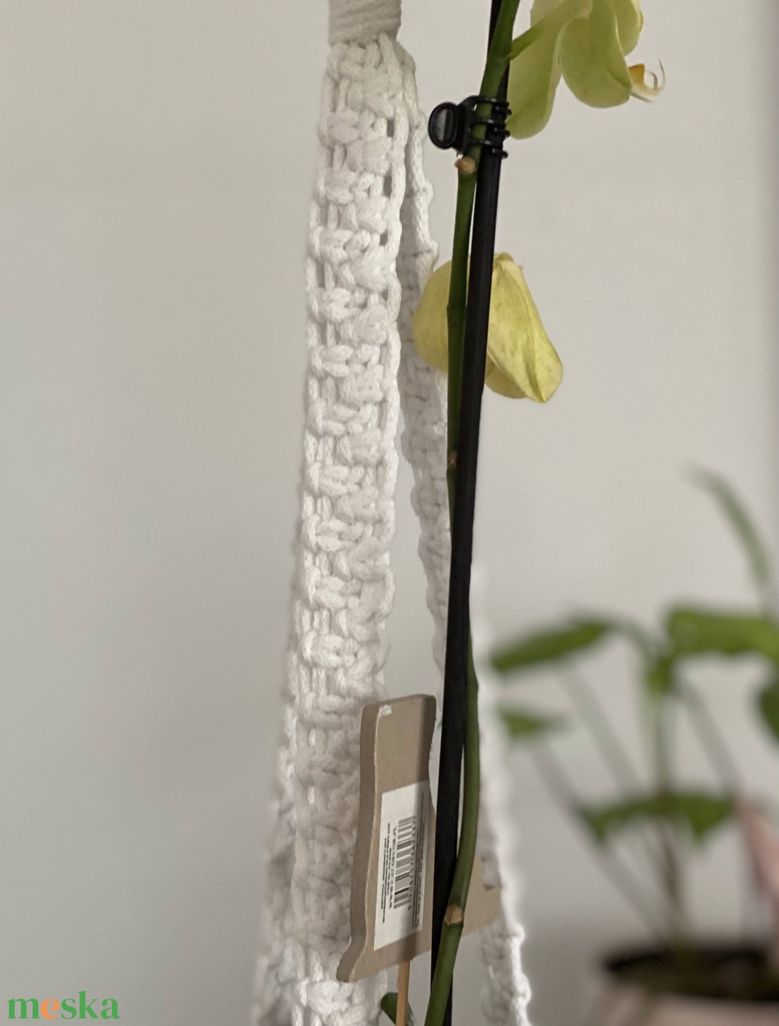 Virágtartó, makramé, fehér - otthon & életmód - virágdekoráció - virágtartó - függő virágtartó - Meska.hu