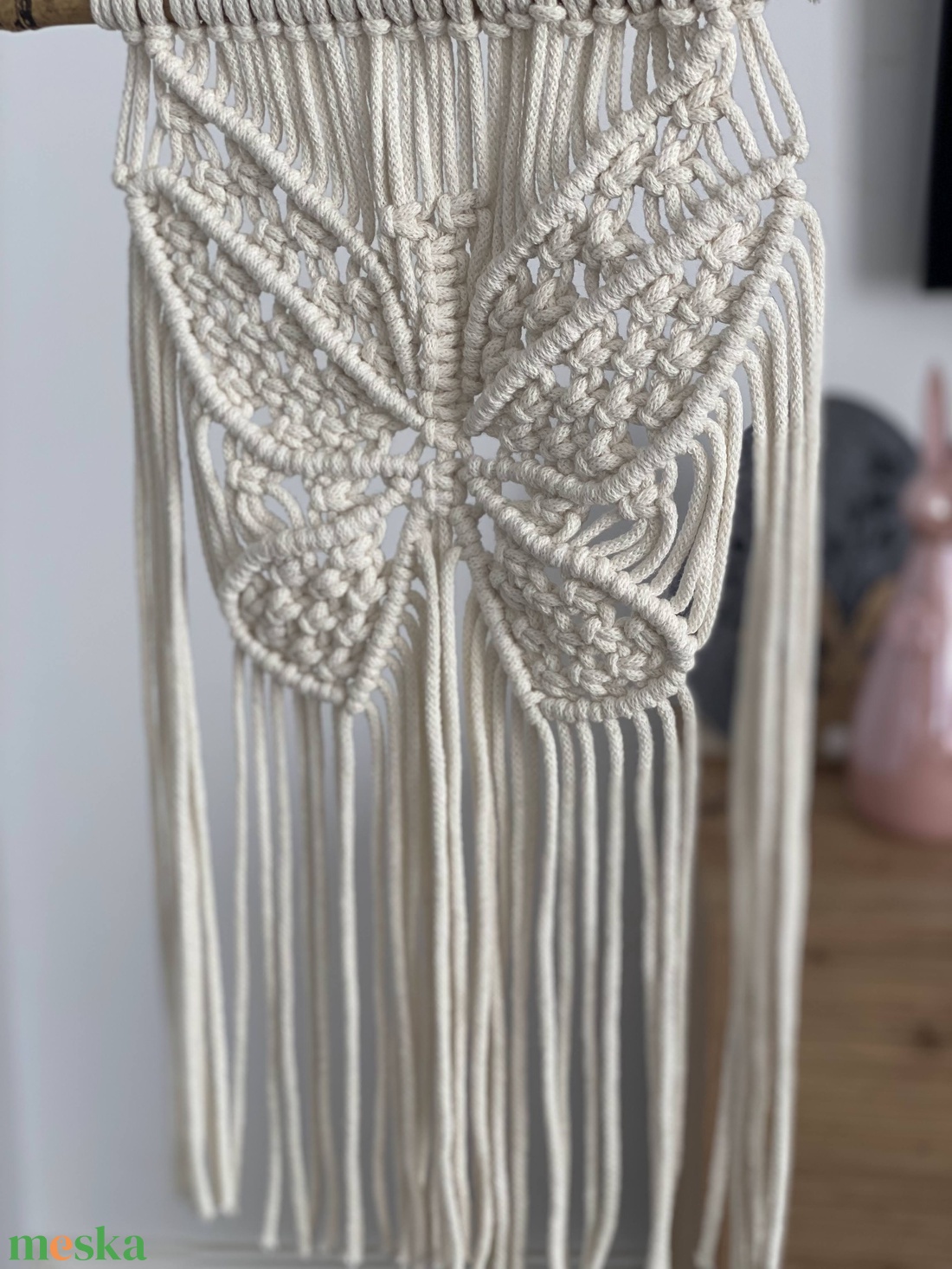 Falidísz, makramé, krém színű - otthon & életmód - dekoráció - fali és függő dekoráció - falra akasztható dekor - Meska.hu