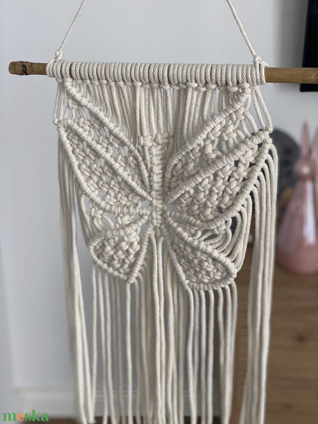 Falidísz, makramé, krém színű - otthon & életmód - dekoráció - fali és függő dekoráció - falra akasztható dekor - Meska.hu