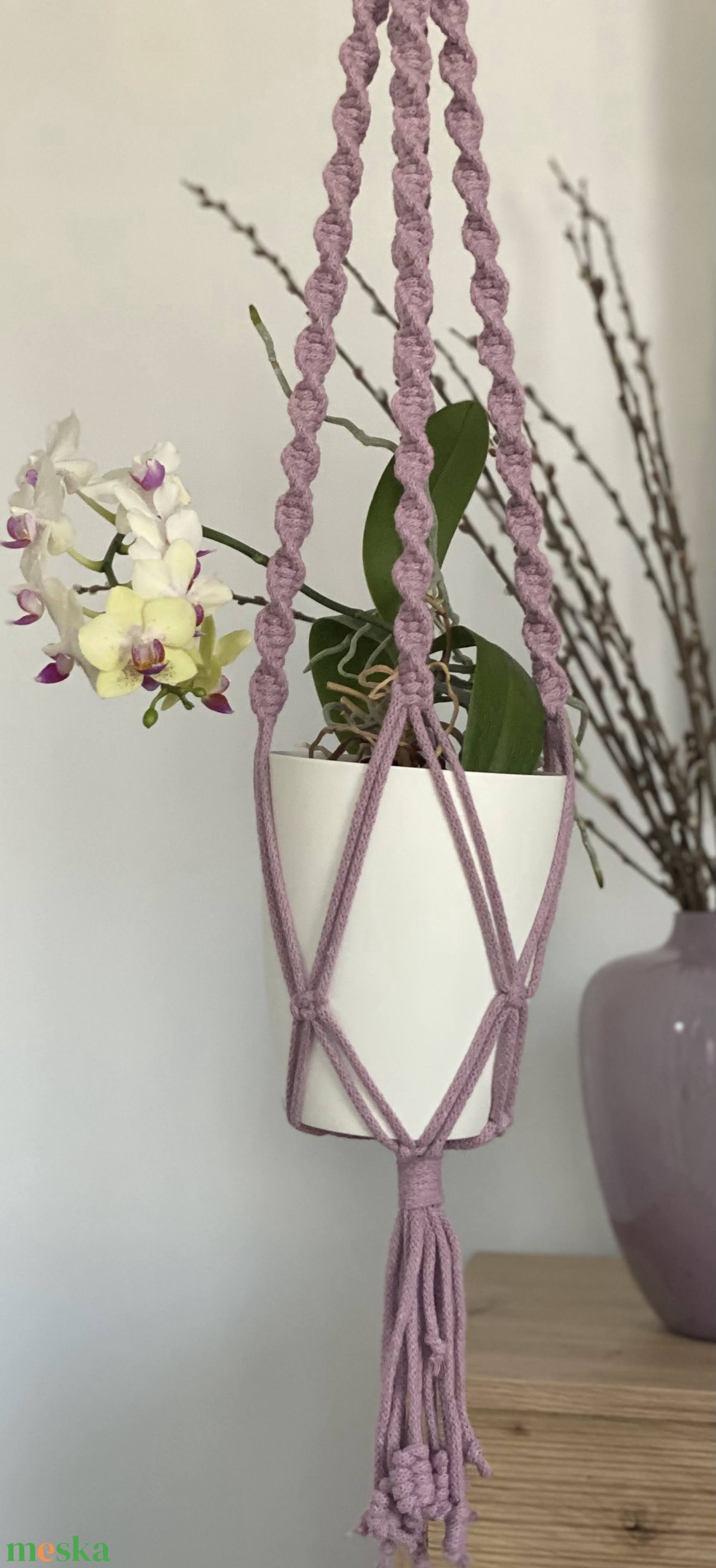 Virágtartó, makramé, llia - otthon & életmód - virágdekoráció - virágtartó - függő virágtartó - Meska.hu