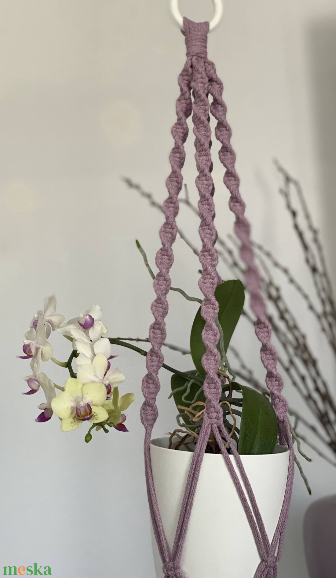 Virágtartó, makramé, llia - otthon & életmód - virágdekoráció - virágtartó - függő virágtartó - Meska.hu