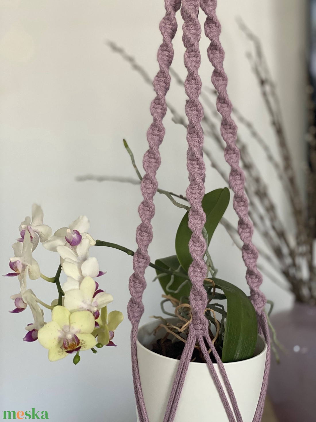 Virágtartó, makramé, llia - otthon & életmód - virágdekoráció - virágtartó - függő virágtartó - Meska.hu