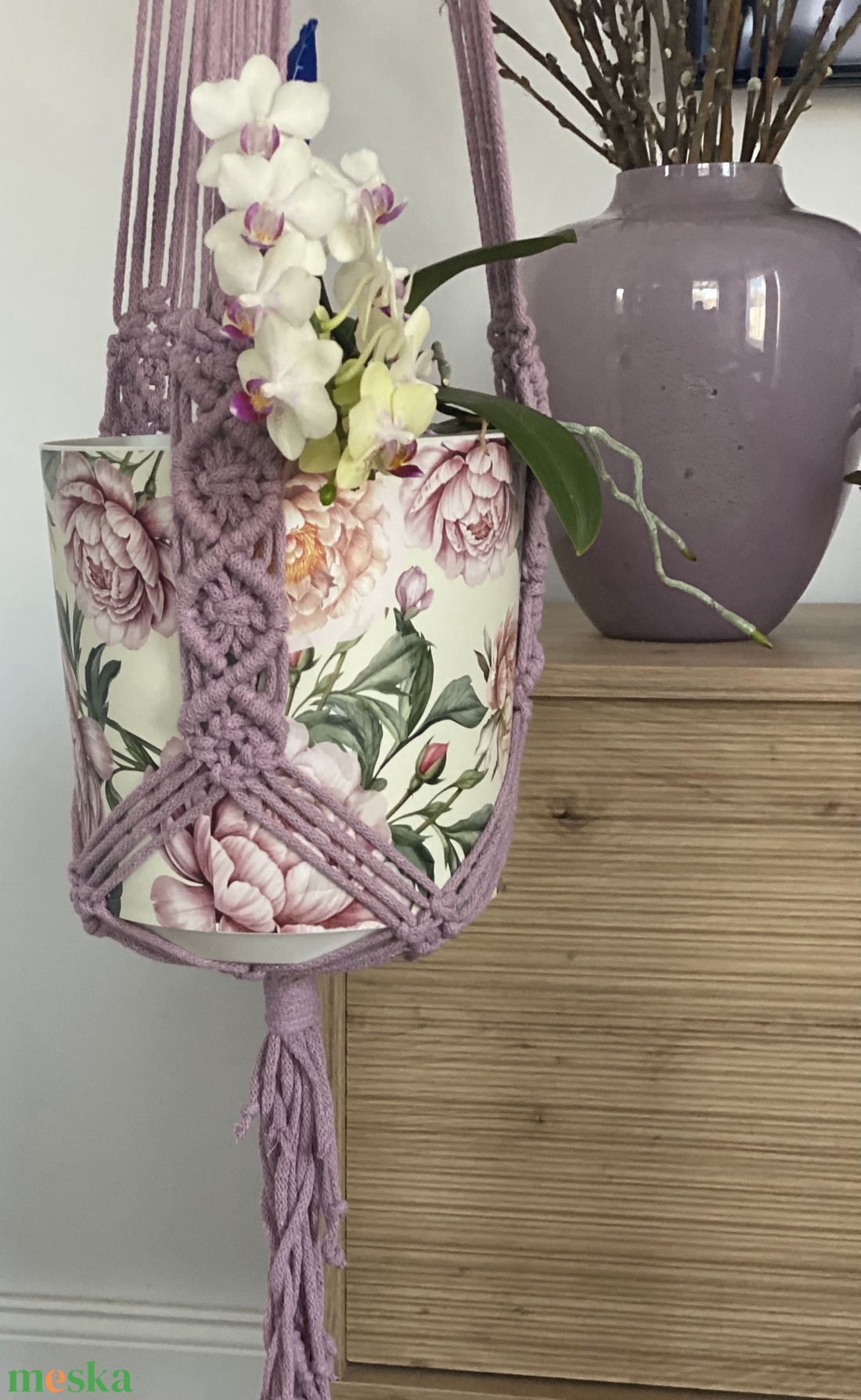 Virágtartó, makramé, lia - otthon & életmód - virágdekoráció - virágtartó - függő virágtartó - Meska.hu