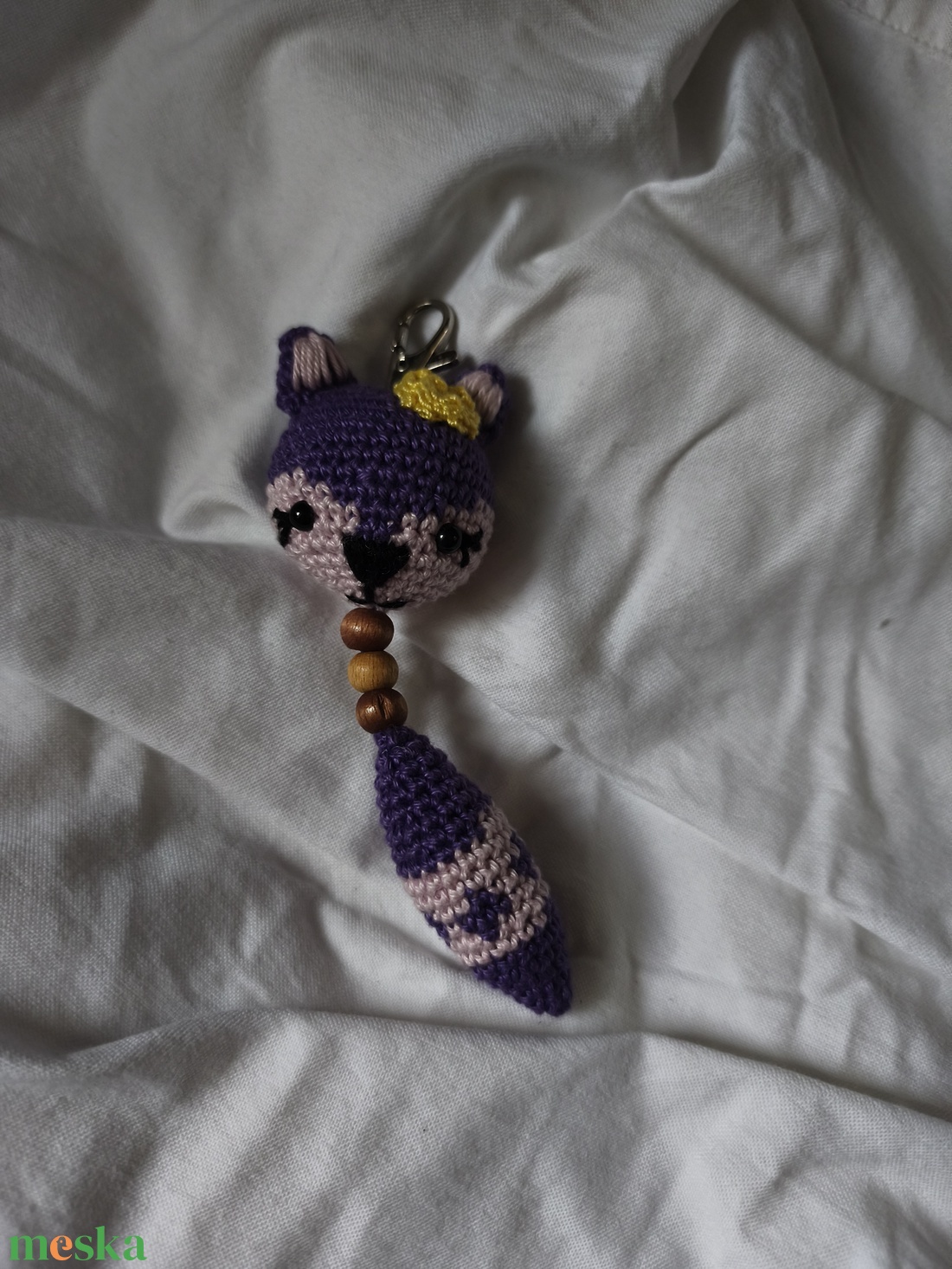 Lila Róka kulcstartó - játék & sport - plüssállat & játékfigura - róka - Meska.hu