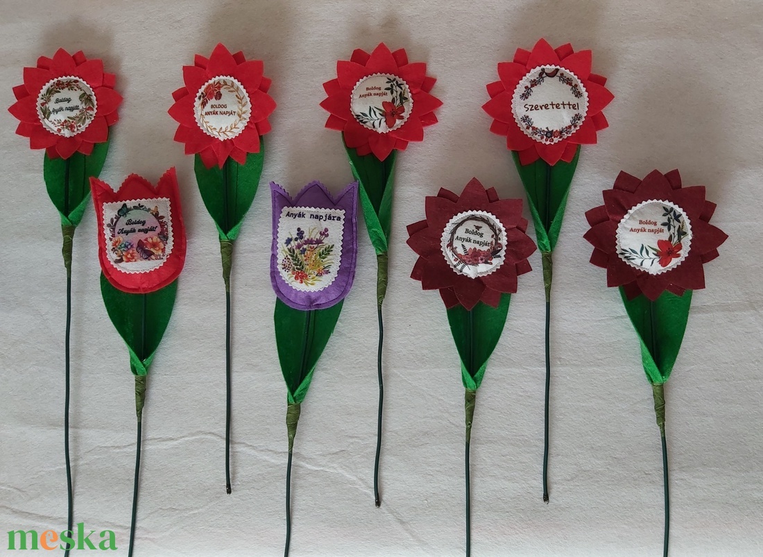 Anyák napjára filc virágok - otthon & életmód - dekoráció - dísztárgy - Meska.hu