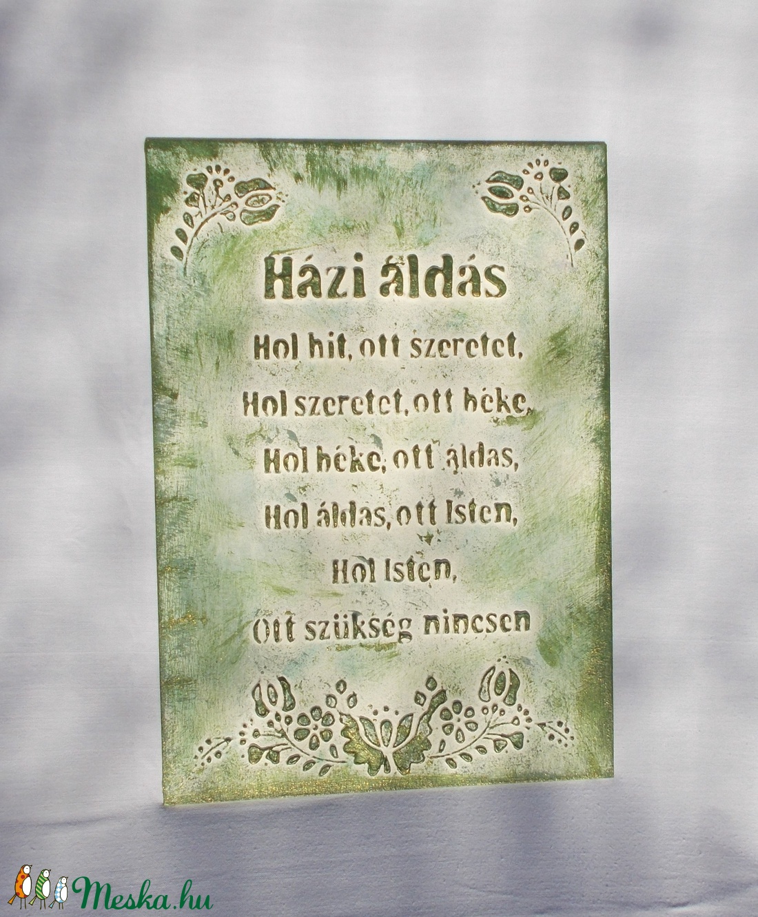 Házi áldás - síkból kiemelkedő betűkkel és mintával - otthon & életmód - vallás - házi áldás - Meska.hu