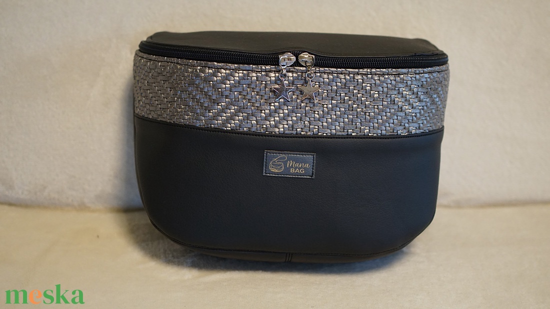 Oldaltáska fekete-szőtt mintás - táska & tok - kézitáska & válltáska - vállon átvethető táska - Meska.hu