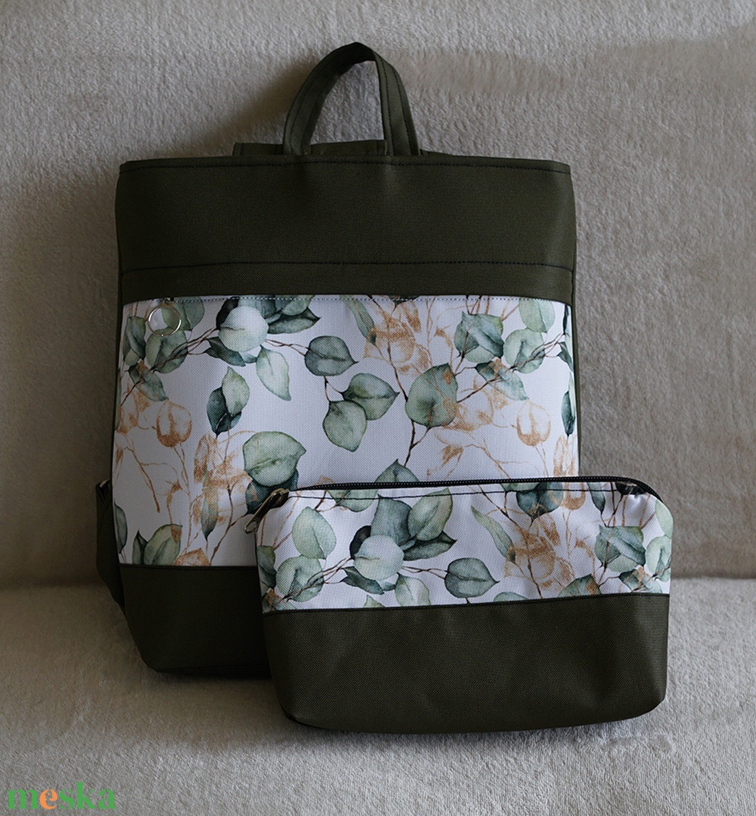 Hátizsák keki-levél mintás - táska & tok - hátizsák - hátizsák - Meska.hu