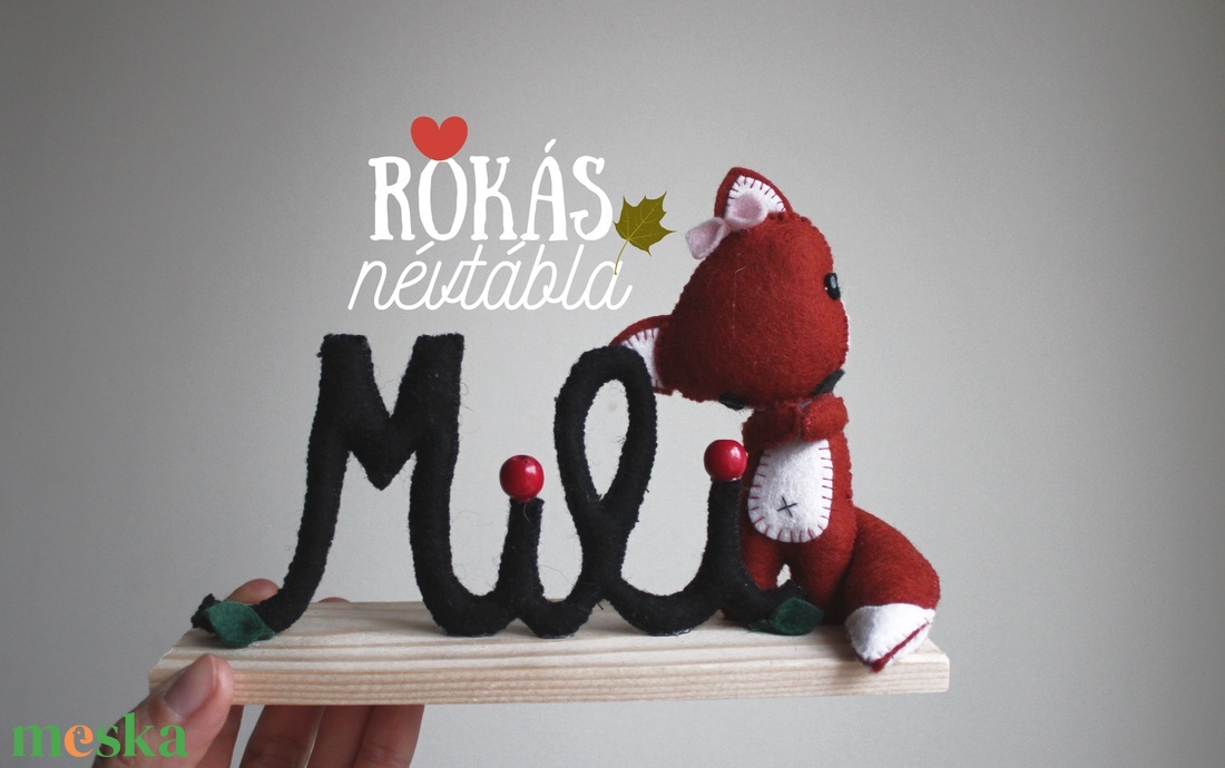 Névtábla rókás - baba - mama - babaszoba dekoráció - gyerek névtábla - Meska.hu