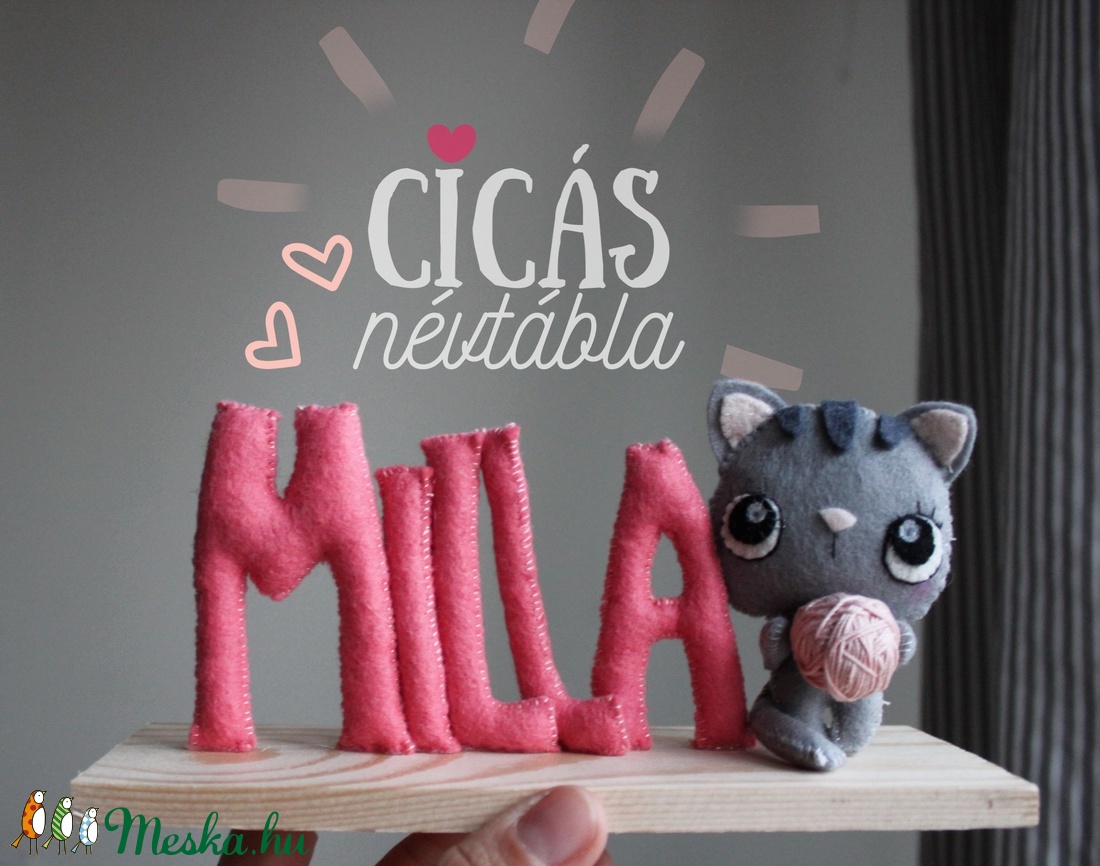 NÉVTÁBLA cicás - otthon & életmód - babaszoba, gyerekszoba - babaszoba, gyerekszoba - Meska.hu
