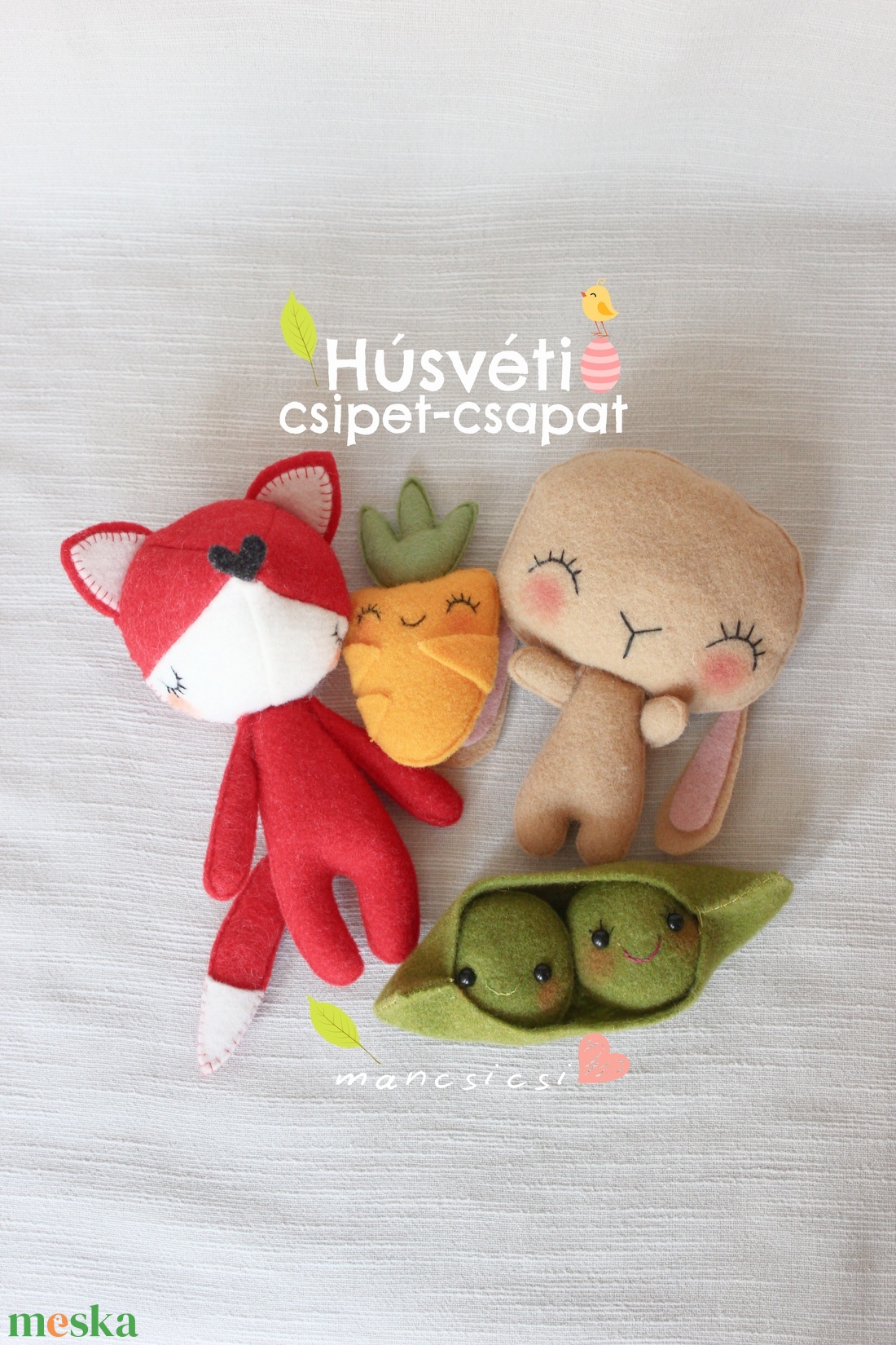Húsvéti nyuszi, róka, borsó és répa szett Mancsicsi boltjából - játék & sport - plüssállat & játékfigura - nyuszi - Meska.hu Húsvéti nyuszi, róka, borsó és répa szett Mancsicsi boltjából - játék & sport - plüssállat & játékfigura - nyuszi - Meska.hu