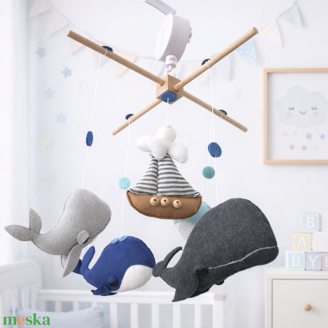 BABAFORGÓ tergeri, bálna, tengeri babaszoba, babaváró ajándék - baba - mama - baba játékok - kiságyforgó - Meska.hu