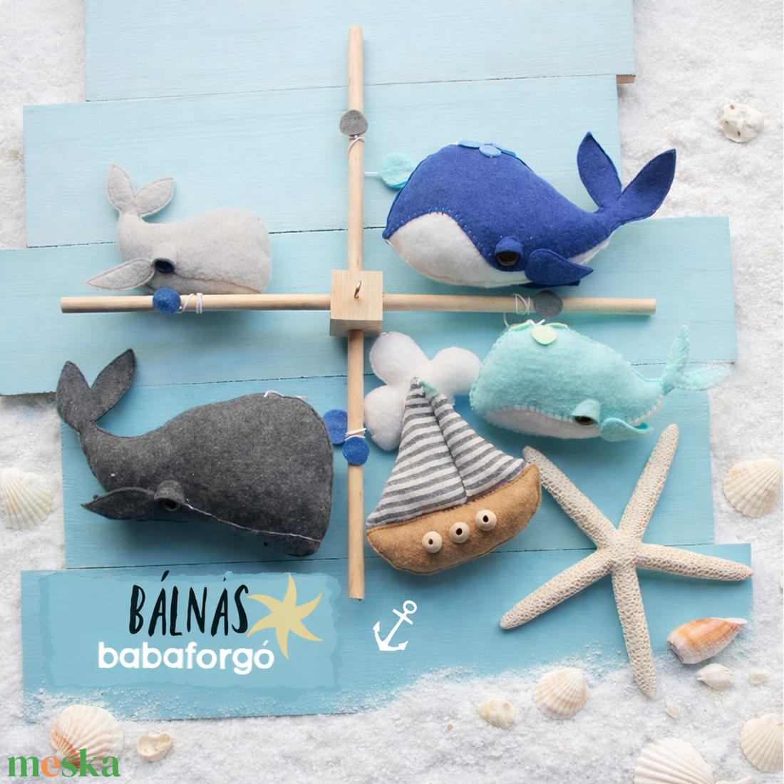 BABAFORGÓ tergeri, bálna, tengeri babaszoba, babaváró ajándék - baba - mama - baba játékok - kiságyforgó - Meska.hu