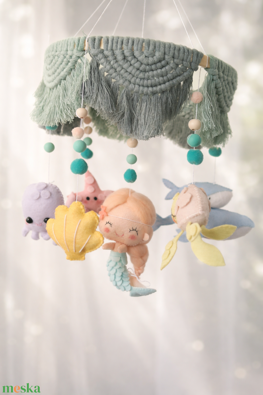 BABAFORGÓ tengeri, sellő polip kagyló bárna teknős - baba - mama - baba játékok - kiságyforgó - Meska.hu