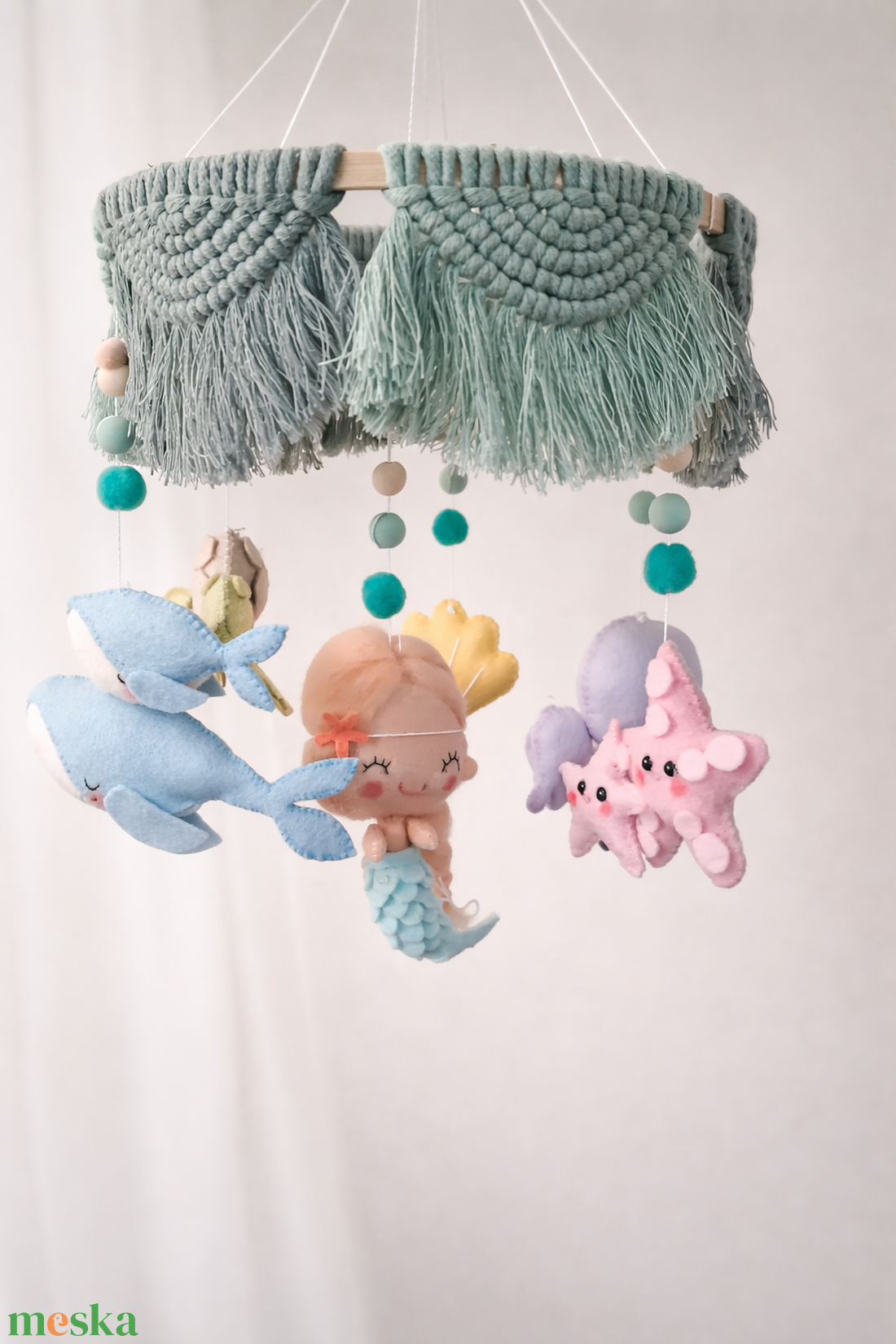 BABAFORGÓ tengeri, sellő polip kagyló bárna teknős - baba - mama - baba játékok - kiságyforgó - Meska.hu