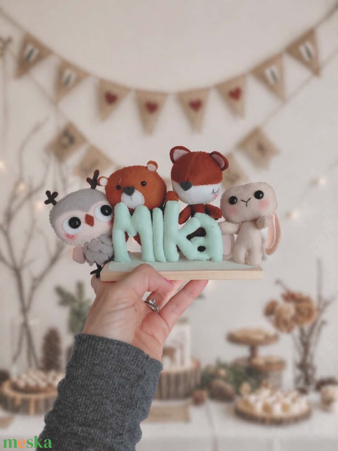 Erdei állatos névtábla fa talpon � egyedi gyerekszobai dekoráció - baba - mama - babaszoba dekoráció - baba névtábla - Meska.hu