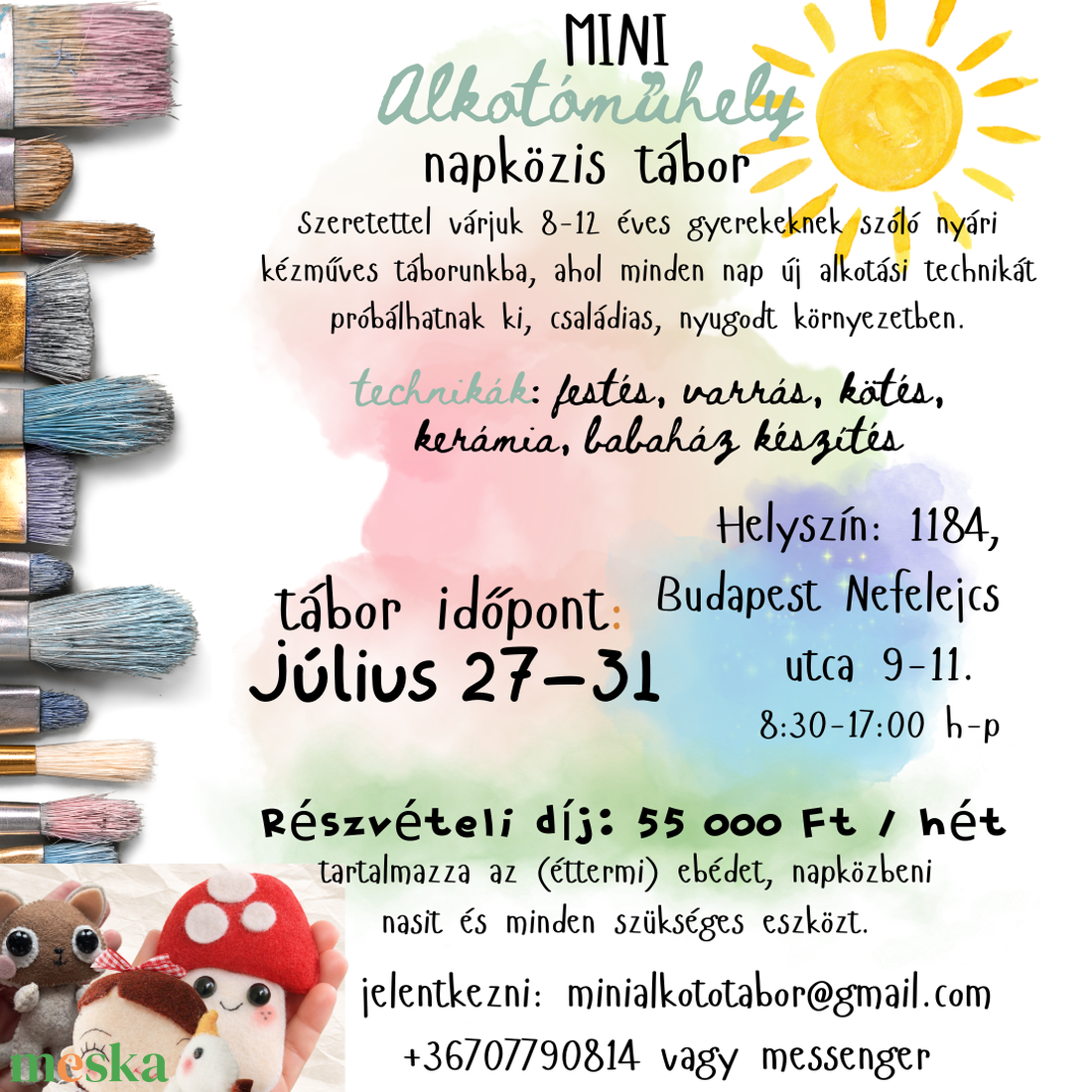 Kézműves alkotótábor gyerekeknek Budapesten - 18. kerület - diy (csináld magad) - workshop & tanfolyam - Meska.hu