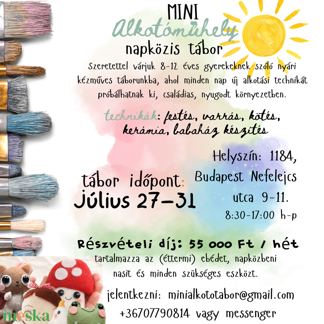 Kézműves alkotótábor gyerekeknek Budapesten - 18. kerület - diy (csináld magad) - workshop & tanfolyam - Meska.hu