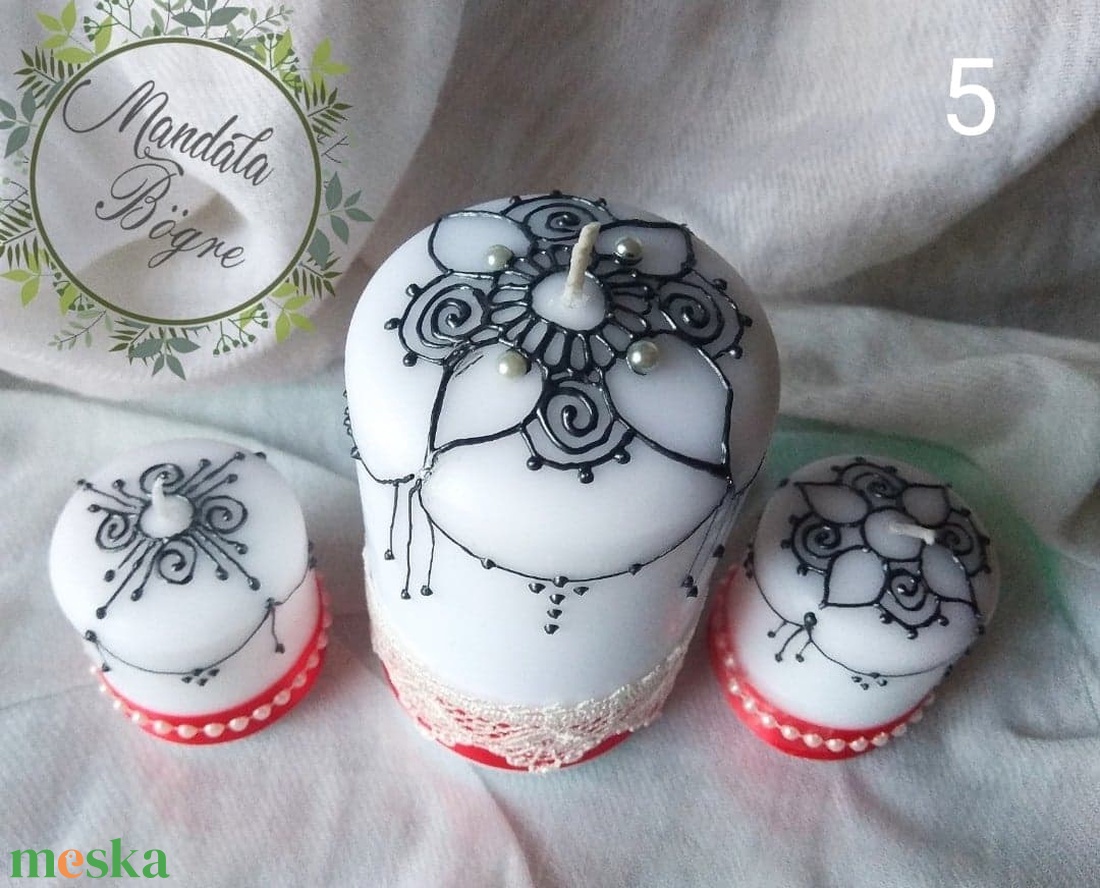 Esküvői gyertya  , Gyertya ceremónia szett piros szalaggal - esküvő - dekoráció - gyertya & gyertyatartó - Meska.hu