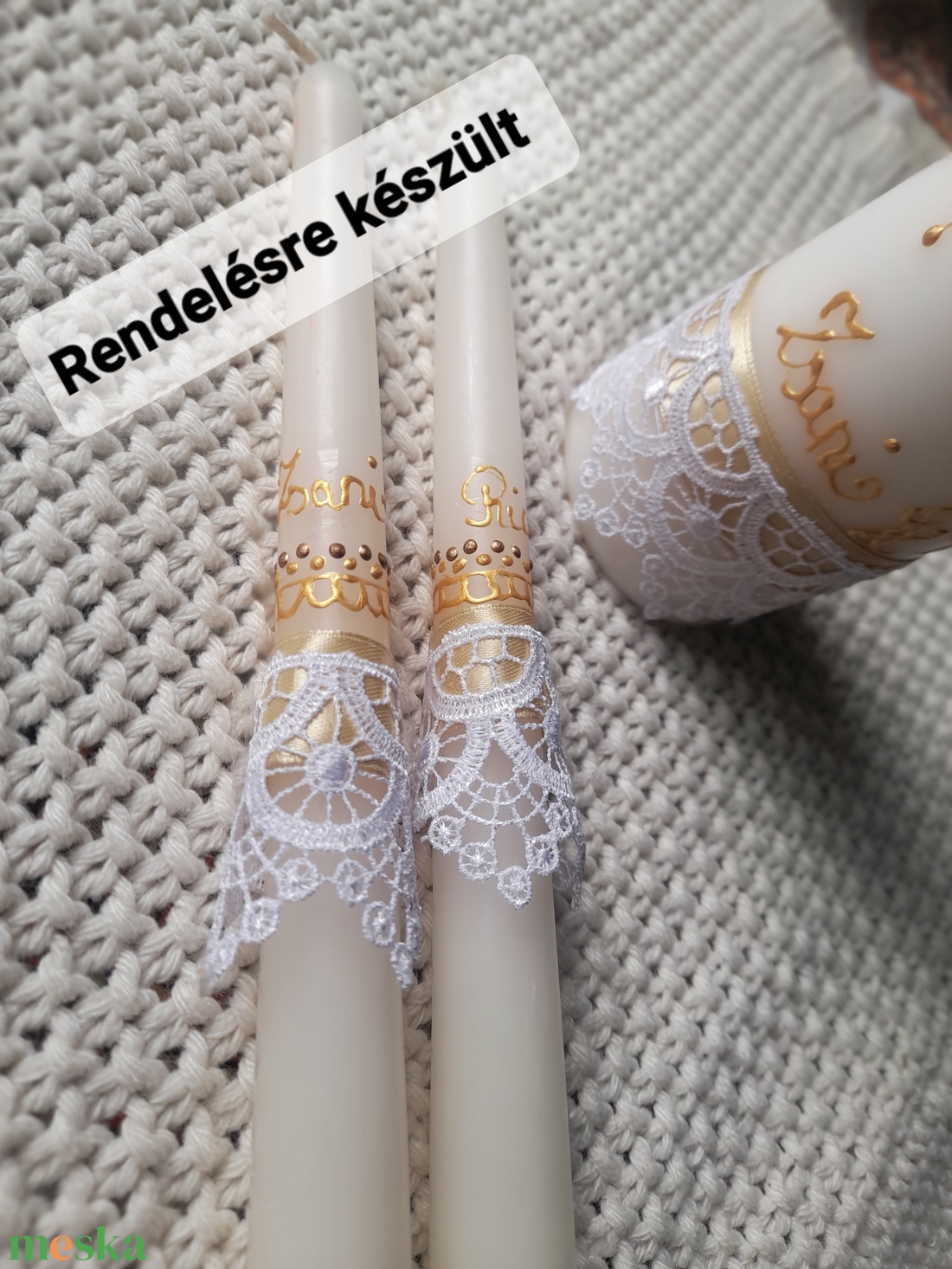 Esküvői gyertya Arany festett ünnepi gyertya - esküvő - dekoráció - gyertya & gyertyatartó - Meska.hu Esküvői gyertya Arany festett ünnepi gyertya - esküvő - dekoráció - gyertya & gyertyatartó - Meska.hu