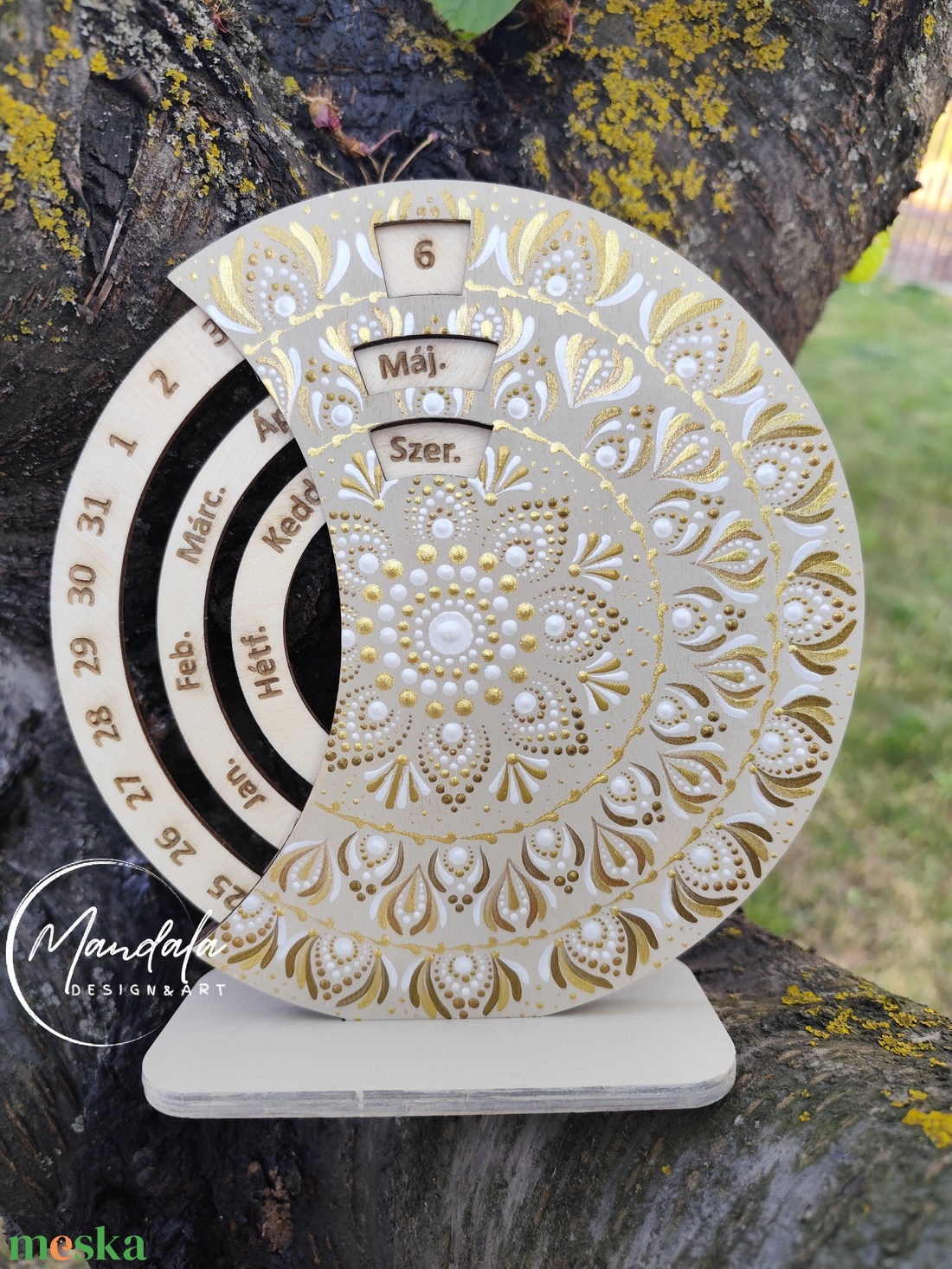 Mandala öröknaptár 20 cm egyedi színekben  - otthon & életmód - dekoráció - fali és függő dekoráció - falinaptár & öröknaptár - Meska.hu