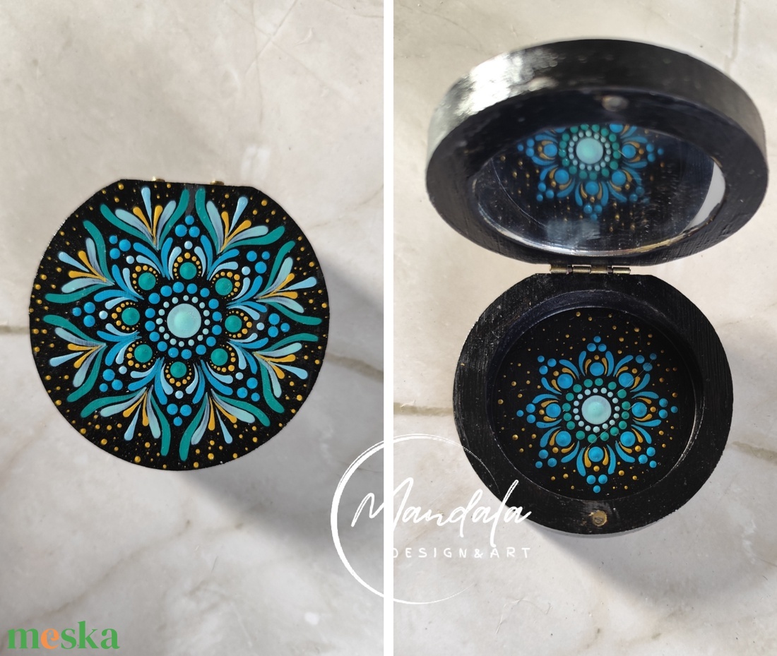 Mandala mintás ékszerdobozka tükörrel des - ékszer - ékszertartó - ékszerdoboz - Meska.hu