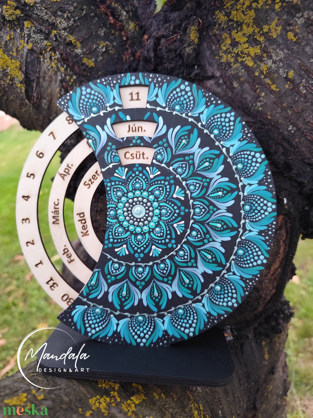 Mandala öröknaptár 20 cm egyedi színekben  - otthon & életmód - dekoráció - fali és függő dekoráció - falinaptár & öröknaptár - Meska.hu