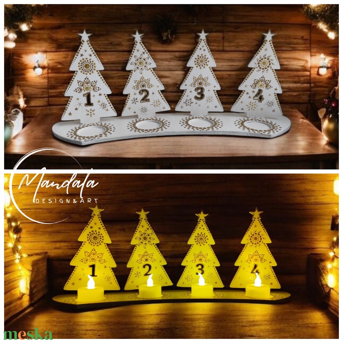 LED mécsestartó  - karácsony - adventi díszek - adventi asztaldísz - Meska.hu