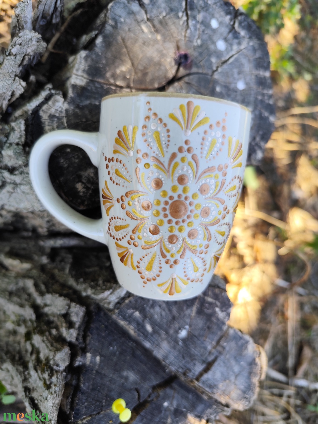 Cappuccino bögre mandala mintával arany, pezsgő,bronz - otthon & életmód - konyhafelszerelés, tálalás - tálalás - teás- és kávés pohár, készlet - Meska.hu