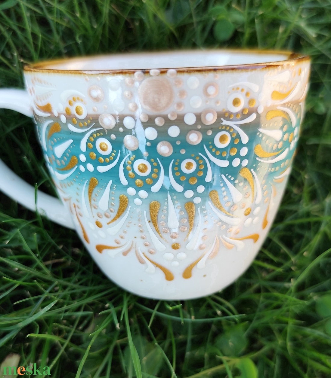 Cappuccino bögre mandala mintával  - otthon & életmód - konyhafelszerelés, tálalás - tálalás - bögre & csésze - Meska.hu