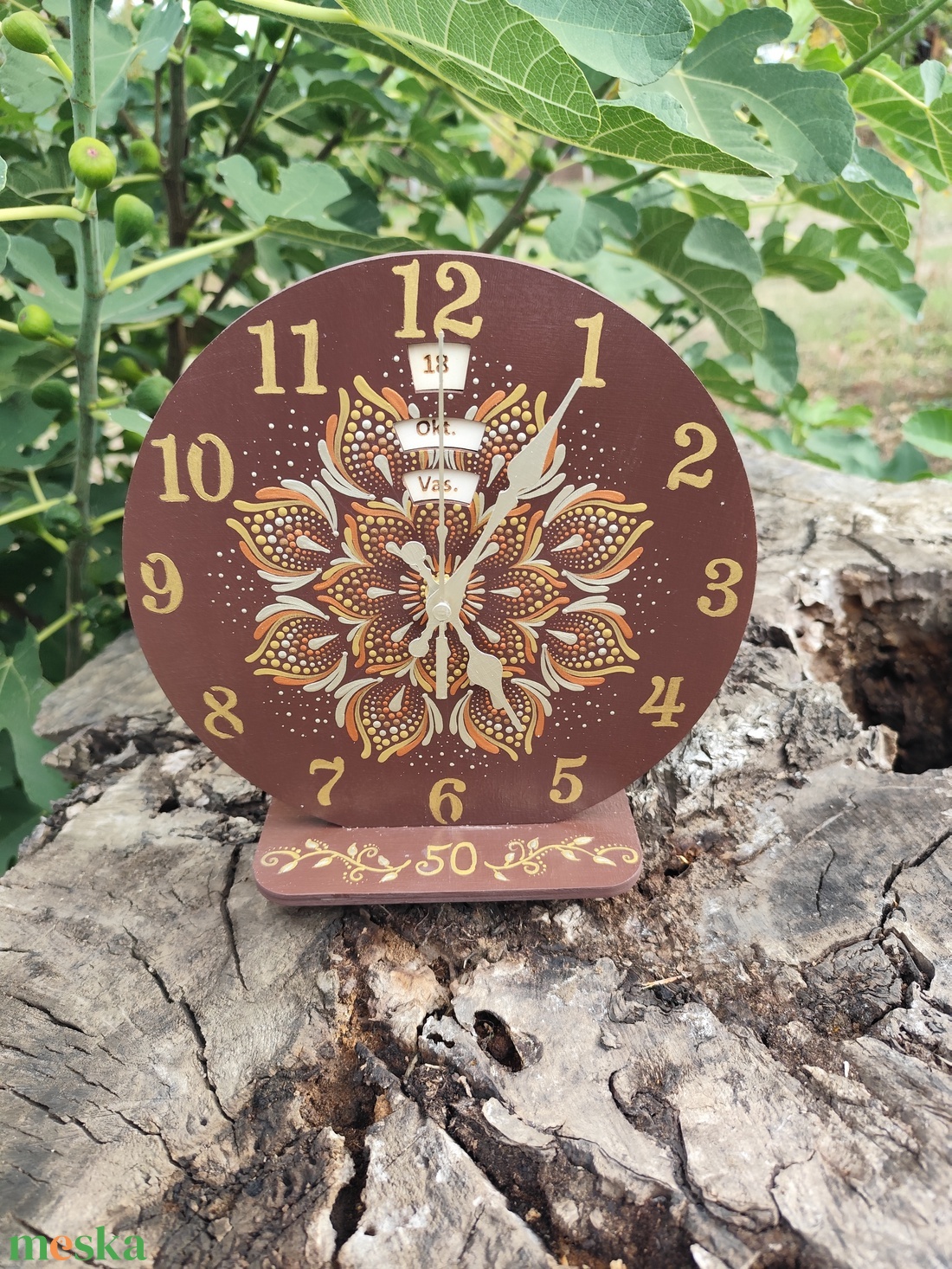 Öröknaptár és óra egyben 25 cm átmérőjű mandala mintával - otthon & életmód - dekoráció - fali és függő dekoráció - falinaptár & öröknaptár - Meska.hu