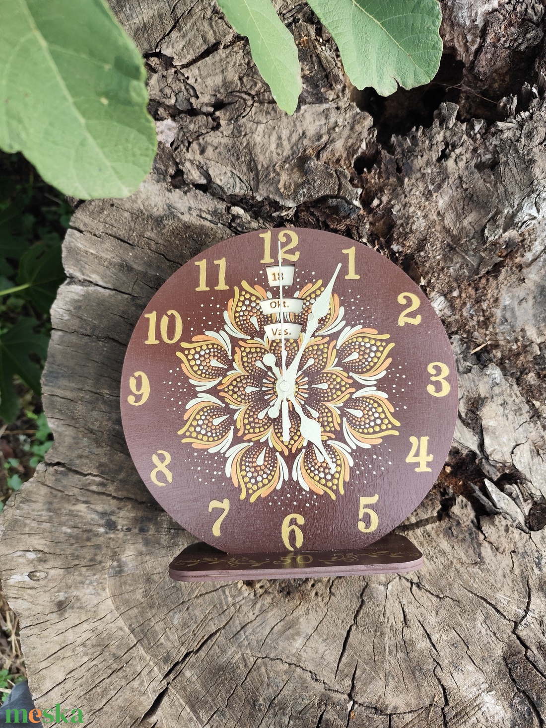Öröknaptár és óra egyben 25 cm átmérőjű mandala mintával - otthon & életmód - dekoráció - fali és függő dekoráció - falinaptár & öröknaptár - Meska.hu