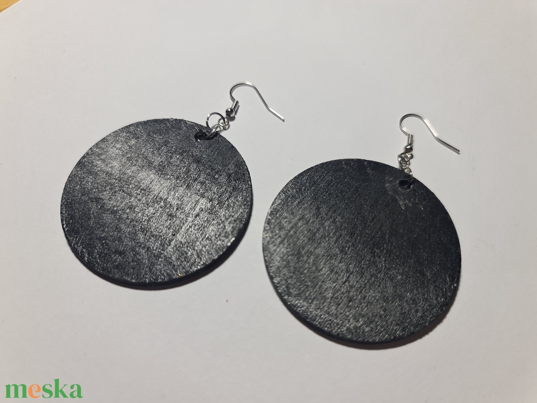 Mandala pontozott fa-akril fülbevaló 5cm hand made egyedi új (VI) - ékszer - fülbevaló - lógós kerek fülbevaló - Meska.hu