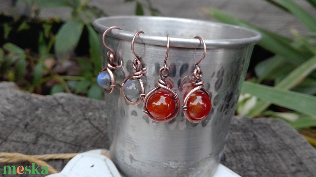 Labradorit réz  fülbevaló - ékszer - fülbevaló - lógó fülbevaló - Meska.hu