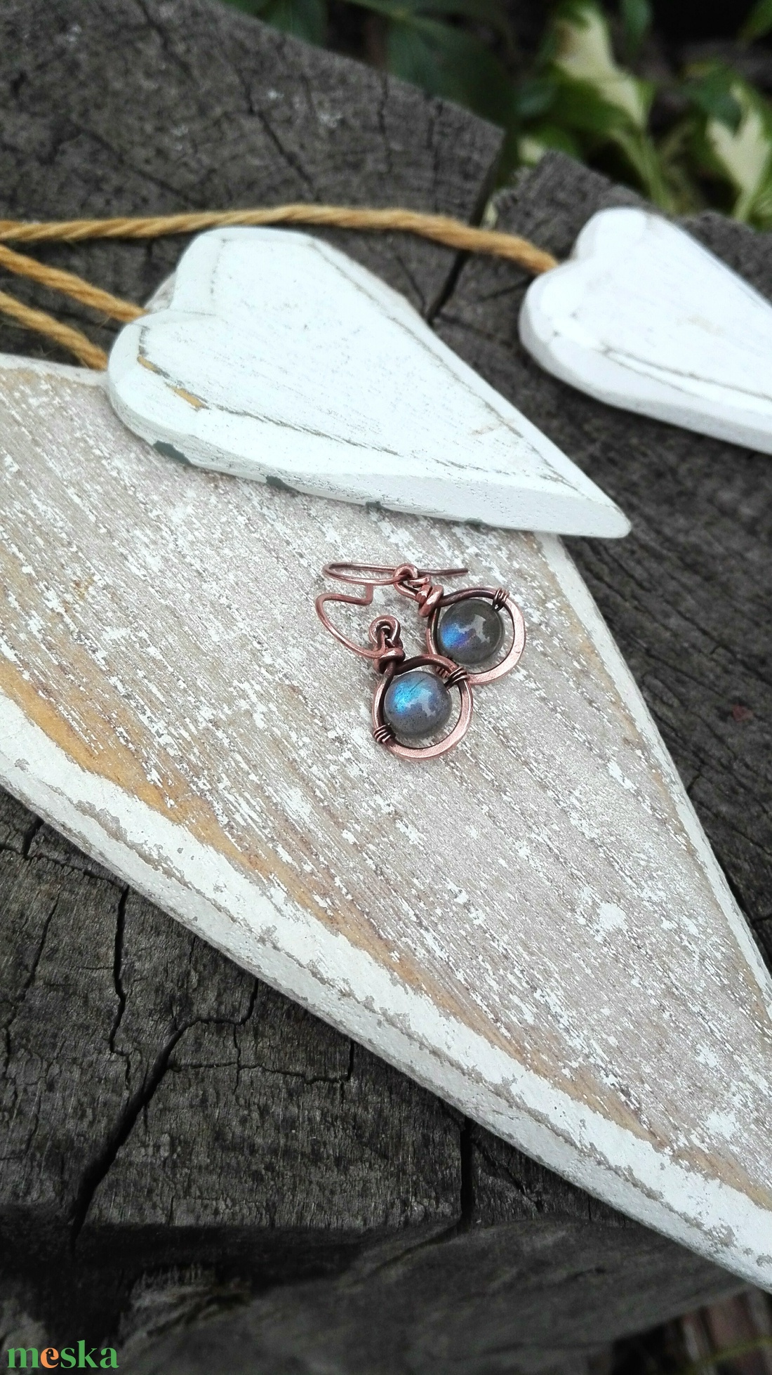 Labradorit réz  fülbevaló - ékszer - fülbevaló - lógó fülbevaló - Meska.hu