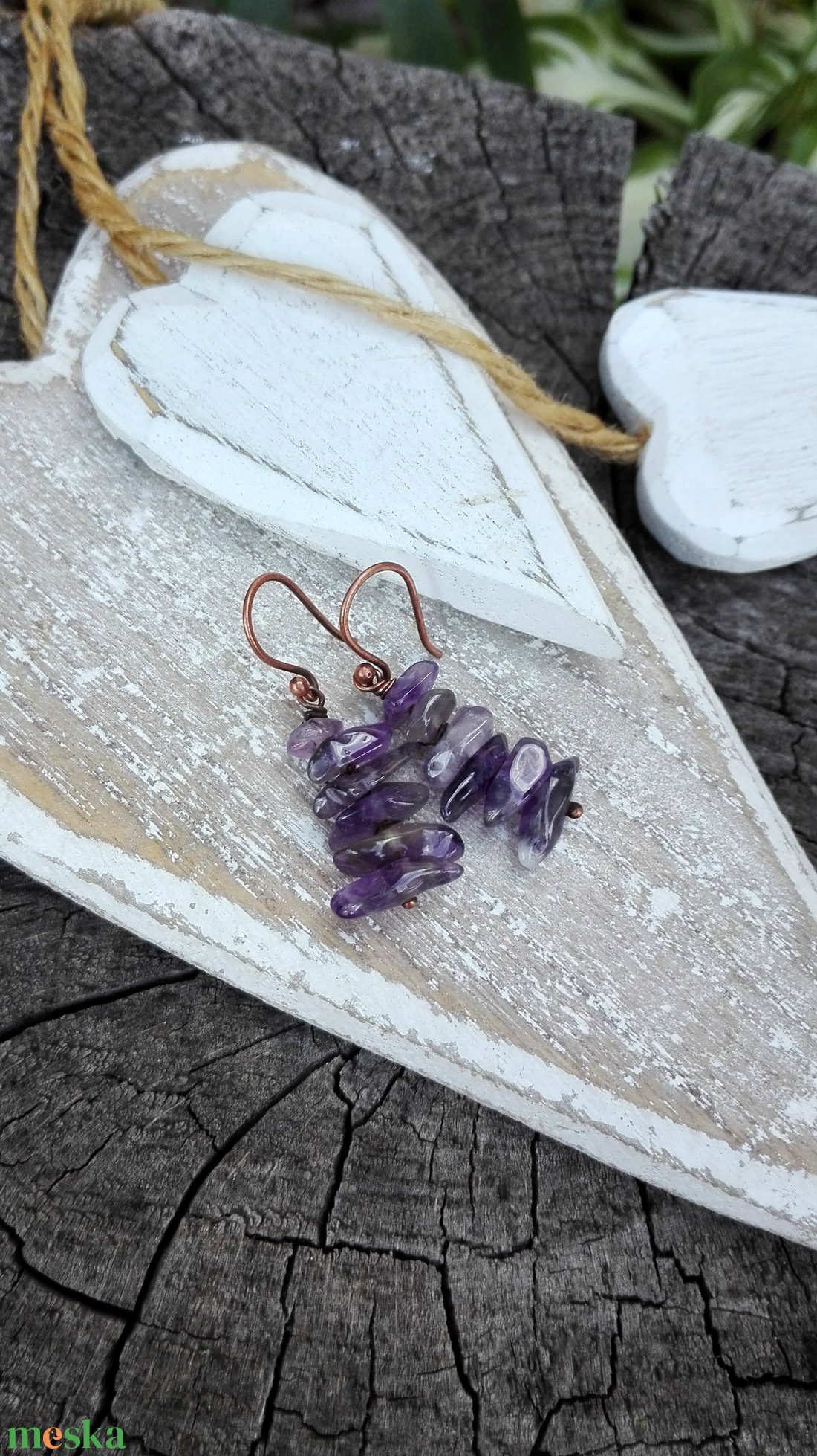 Ametiszt fülbevaló - ékszer - fülbevaló - lógó fülbevaló - Meska.hu