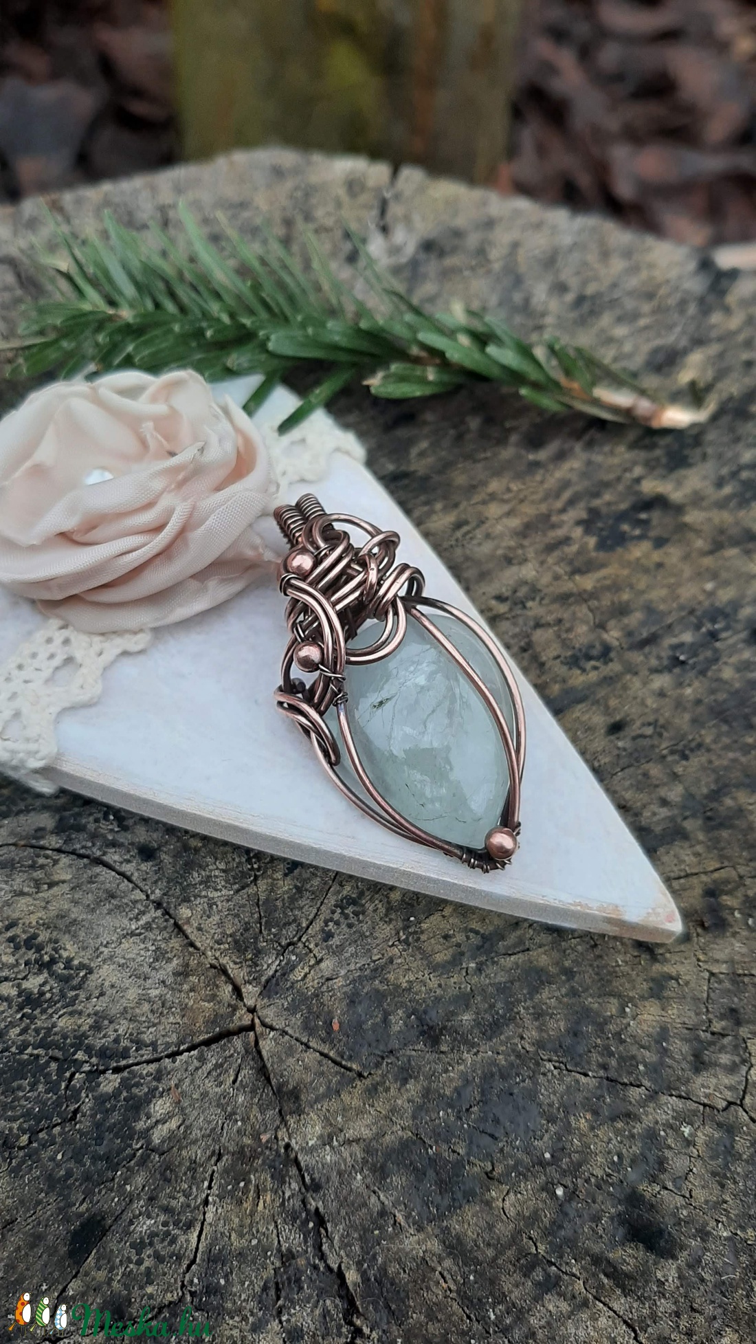 Aquamarine réz nyaklánc - ékszer - nyaklánc - medálos nyaklánc - Meska.hu