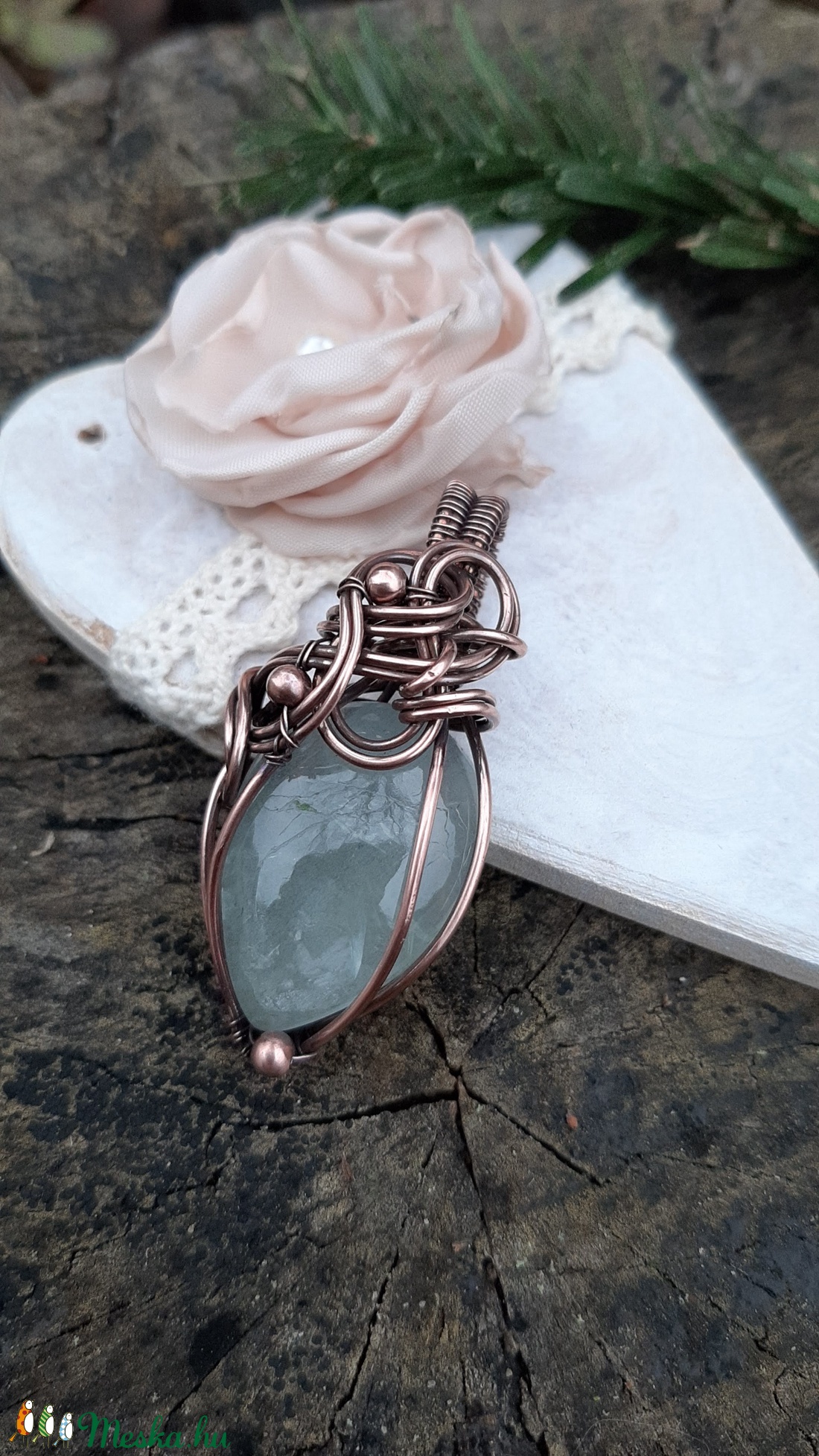 Aquamarine réz nyaklánc - ékszer - nyaklánc - medálos nyaklánc - Meska.hu