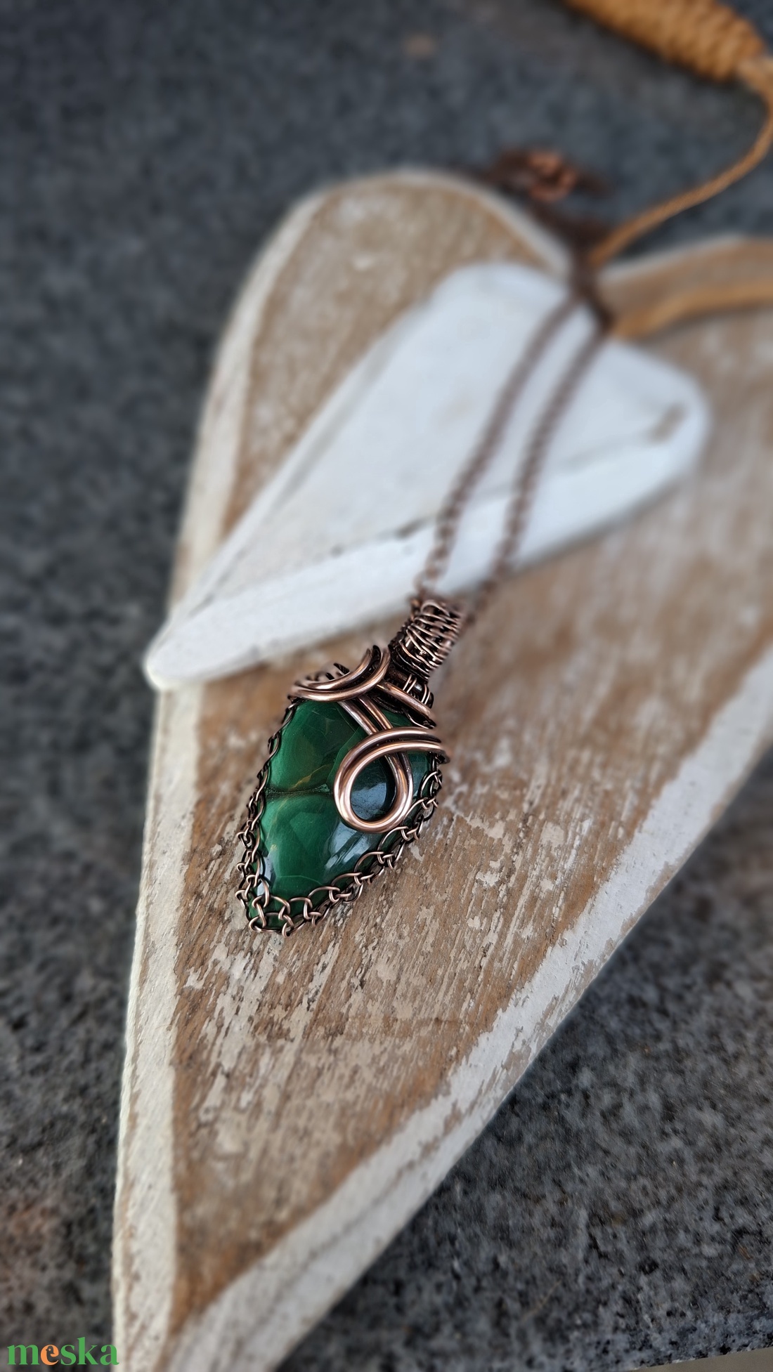 Erdő - malachit réz nyaklánc - ékszer - nyaklánc - medálos nyaklánc - Meska.hu