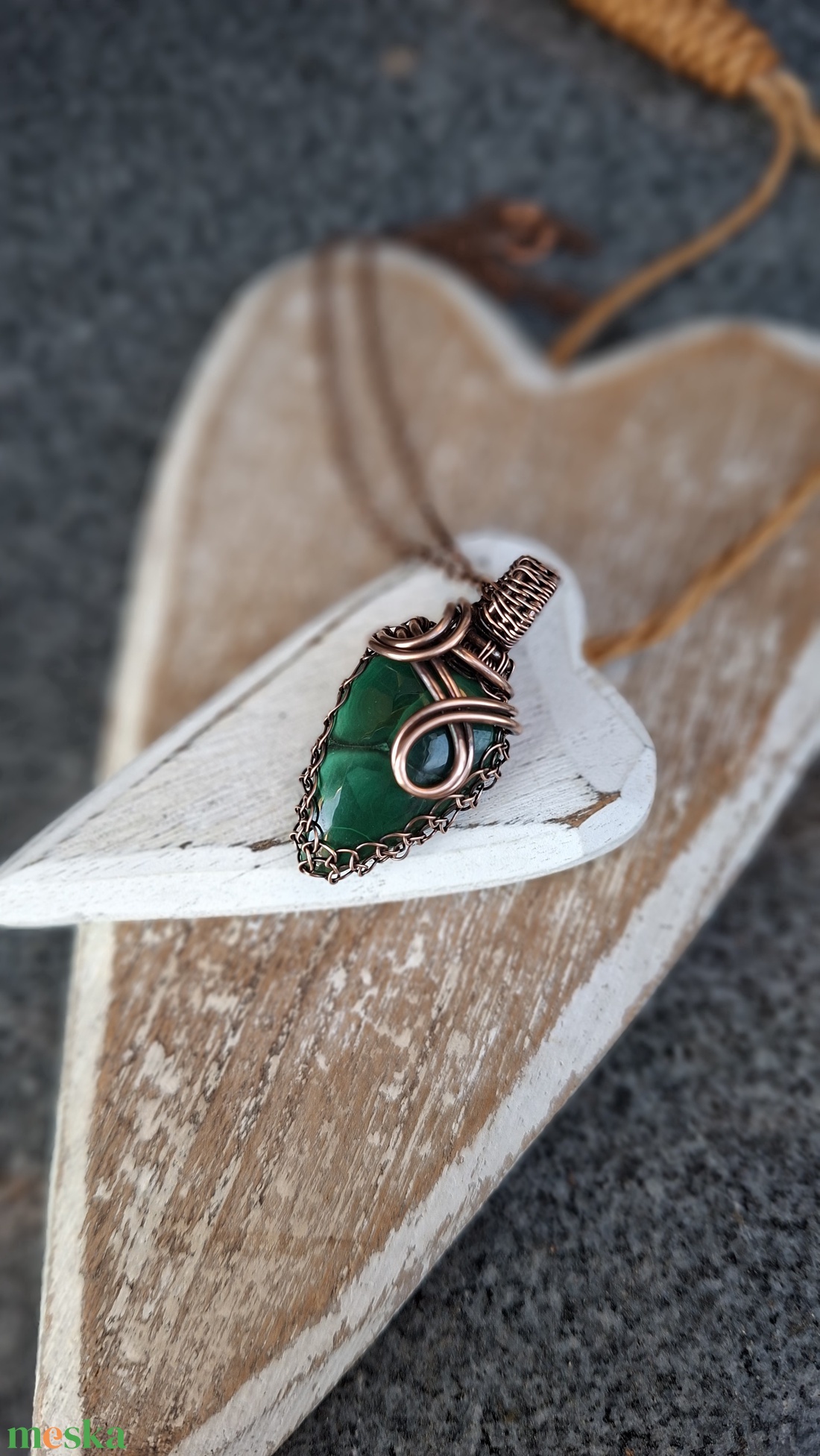 Erdő - malachit réz nyaklánc - ékszer - nyaklánc - medálos nyaklánc - Meska.hu