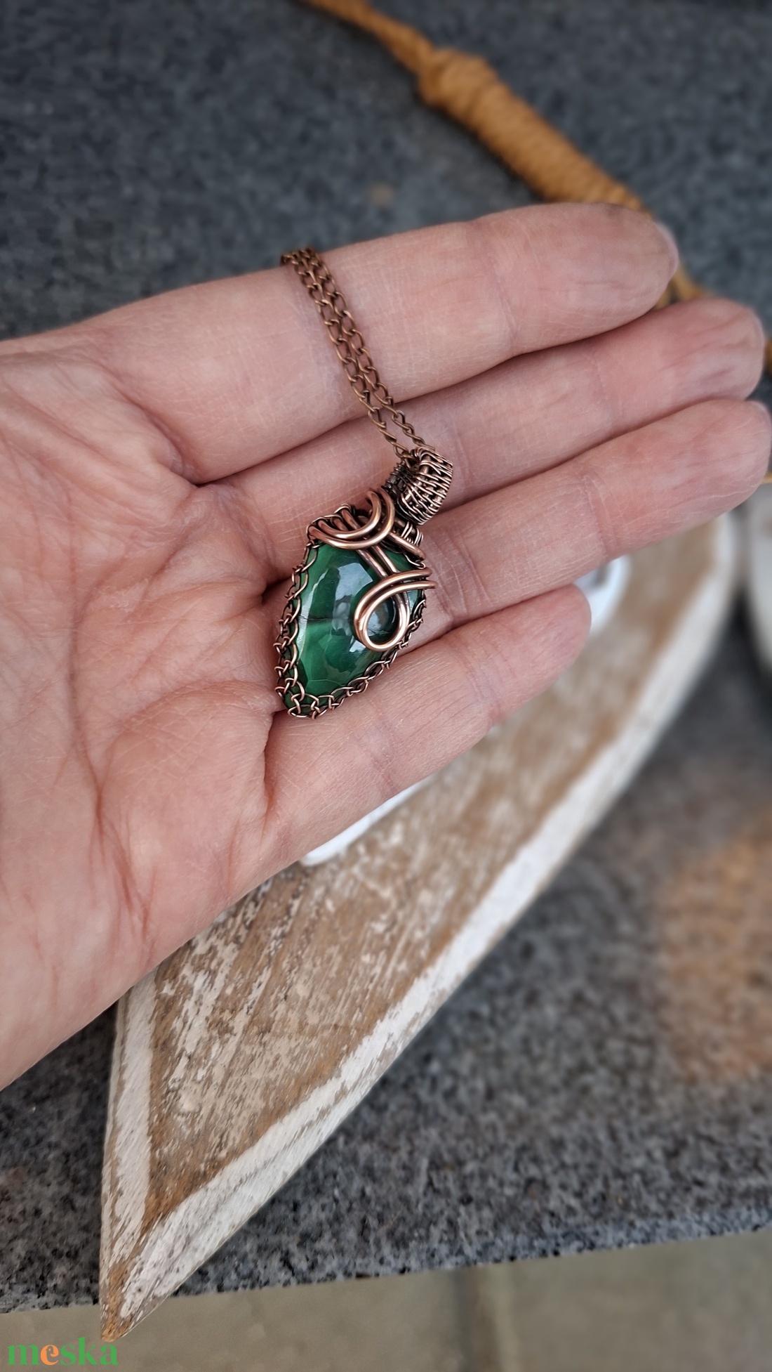 Erdő - malachit réz nyaklánc - ékszer - nyaklánc - medálos nyaklánc - Meska.hu