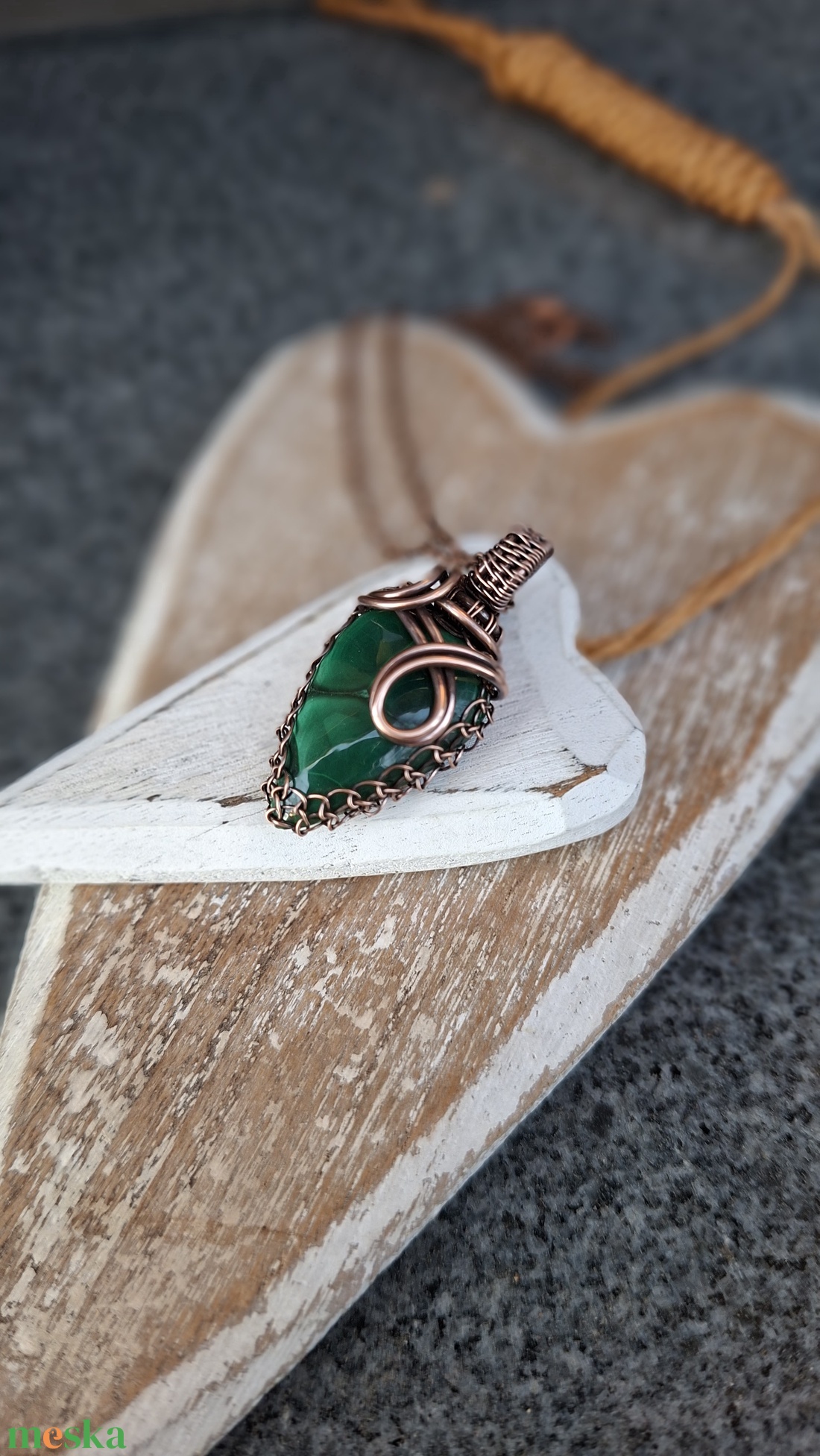 Erdő - malachit réz nyaklánc - ékszer - nyaklánc - medálos nyaklánc - Meska.hu