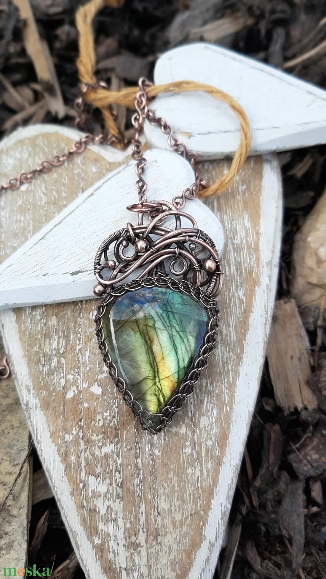 Természet - labradorit réz nyaklánc - ékszer - nyaklánc - medálos nyaklánc - Meska.hu