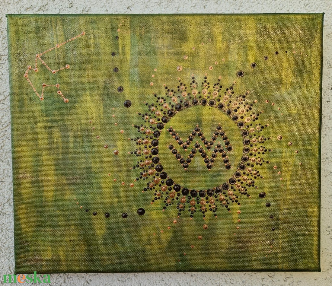 Egyedi vízöntő horoszkópos napmandala - otthon & életmód - dekoráció - kép & falikép - vászonkép - Meska.hu