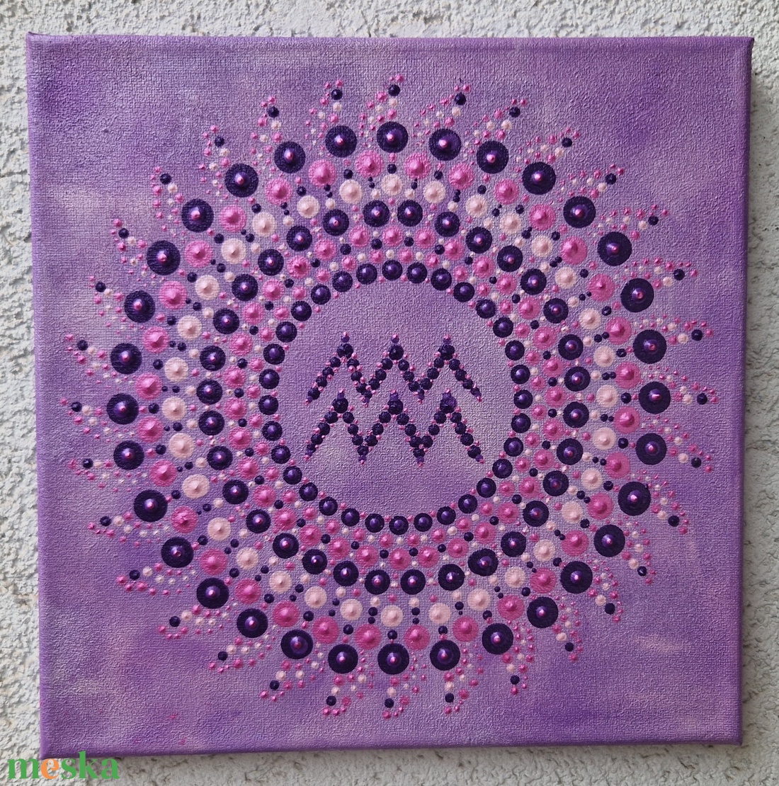Egyedi vízöntő jeles mandala, 24x24 cm. - otthon & életmód - dekoráció - kép & falikép - vászonkép - Meska.hu
