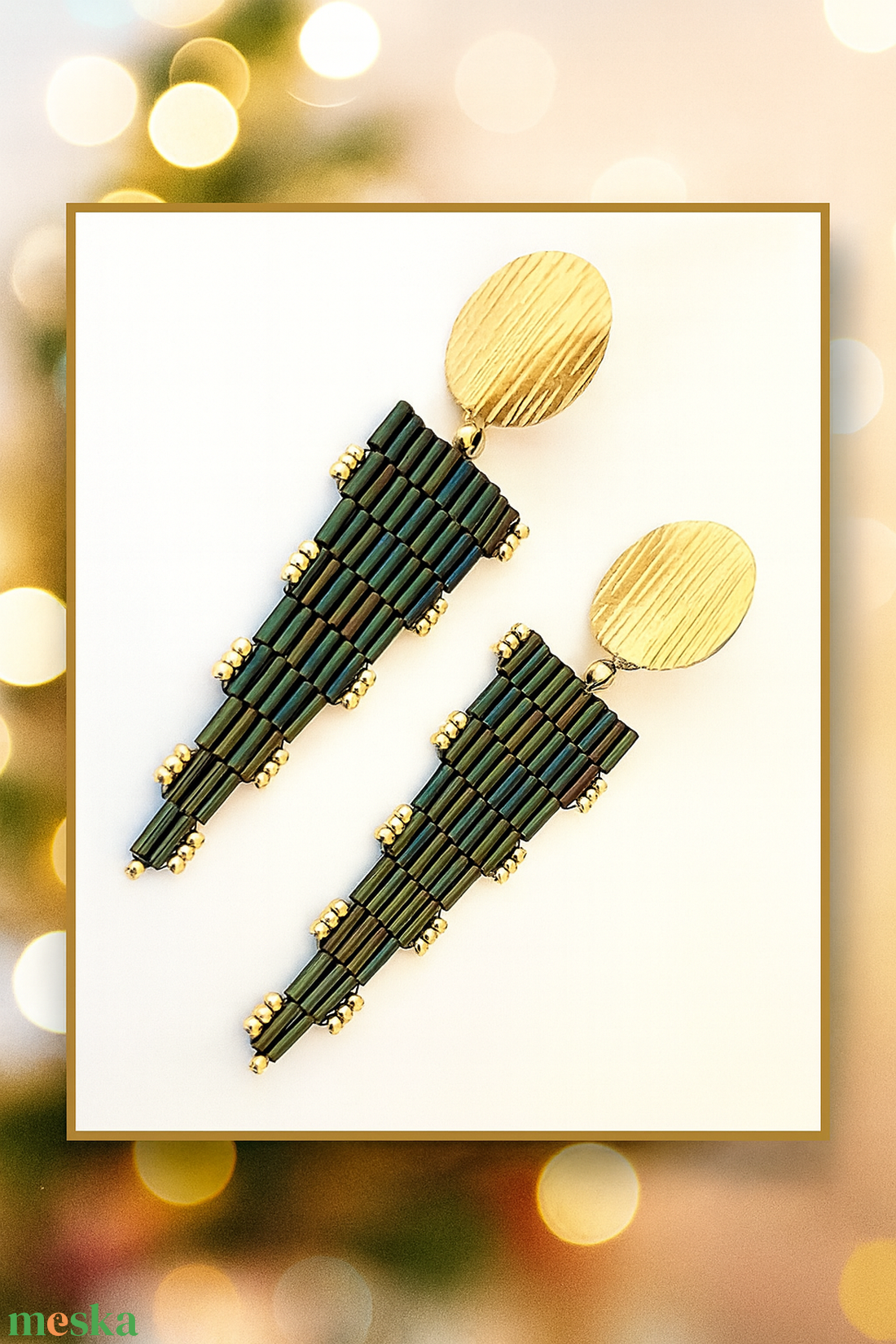 Szalma háromszög - ékszer - fülbevaló - lógó fülbevaló - Meska.hu